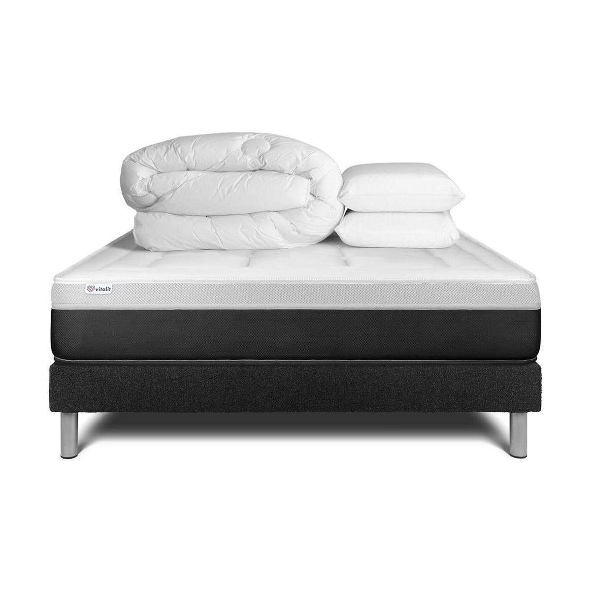 VITALIT Pack prêt à dormir VITAL FORM 200 x 200 cm sommier Kit noir