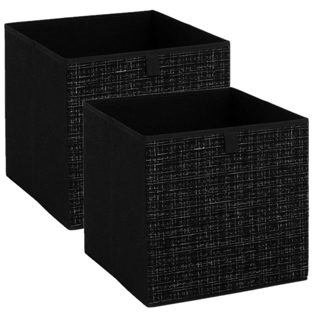FIVE Lot de 2 boites de rangement TWEED - L. 31 x l.31 x H. 31 cm - Noir