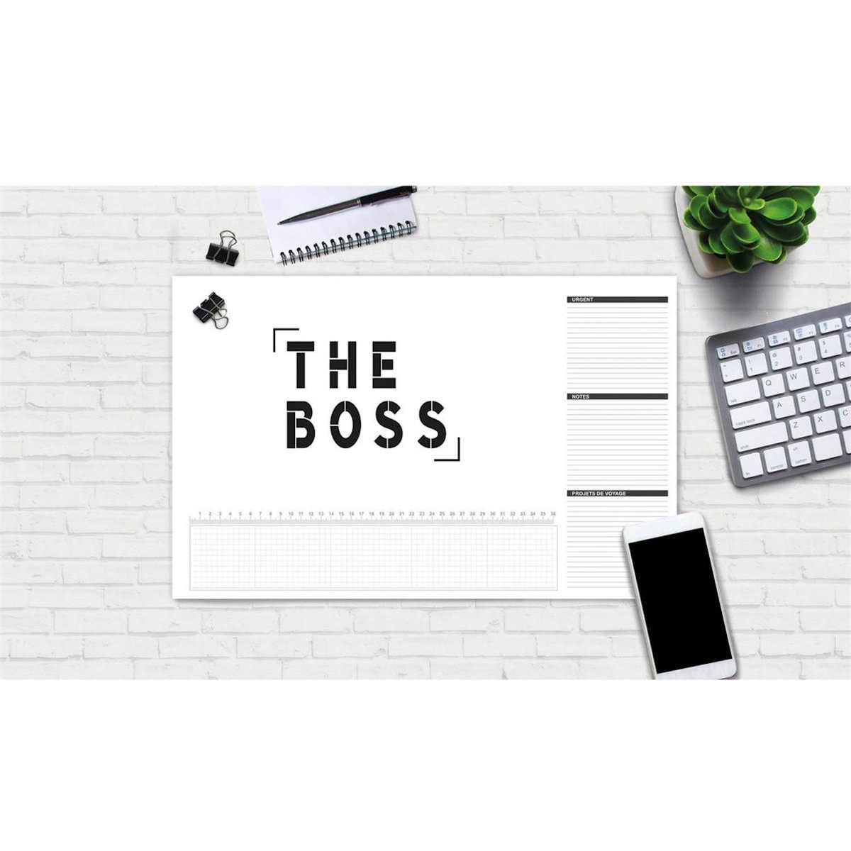 Paris Prix Sous Main en Papier  The Boss  50cm Blanc & Noir