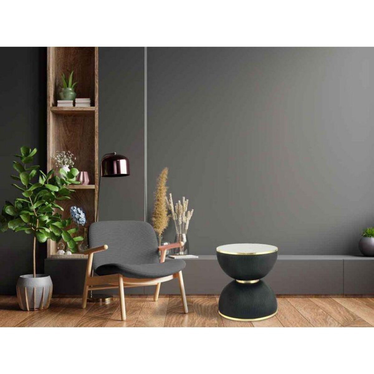 Paris Prix Table d'Appoint Design  Jokai  51cm Noir & Or