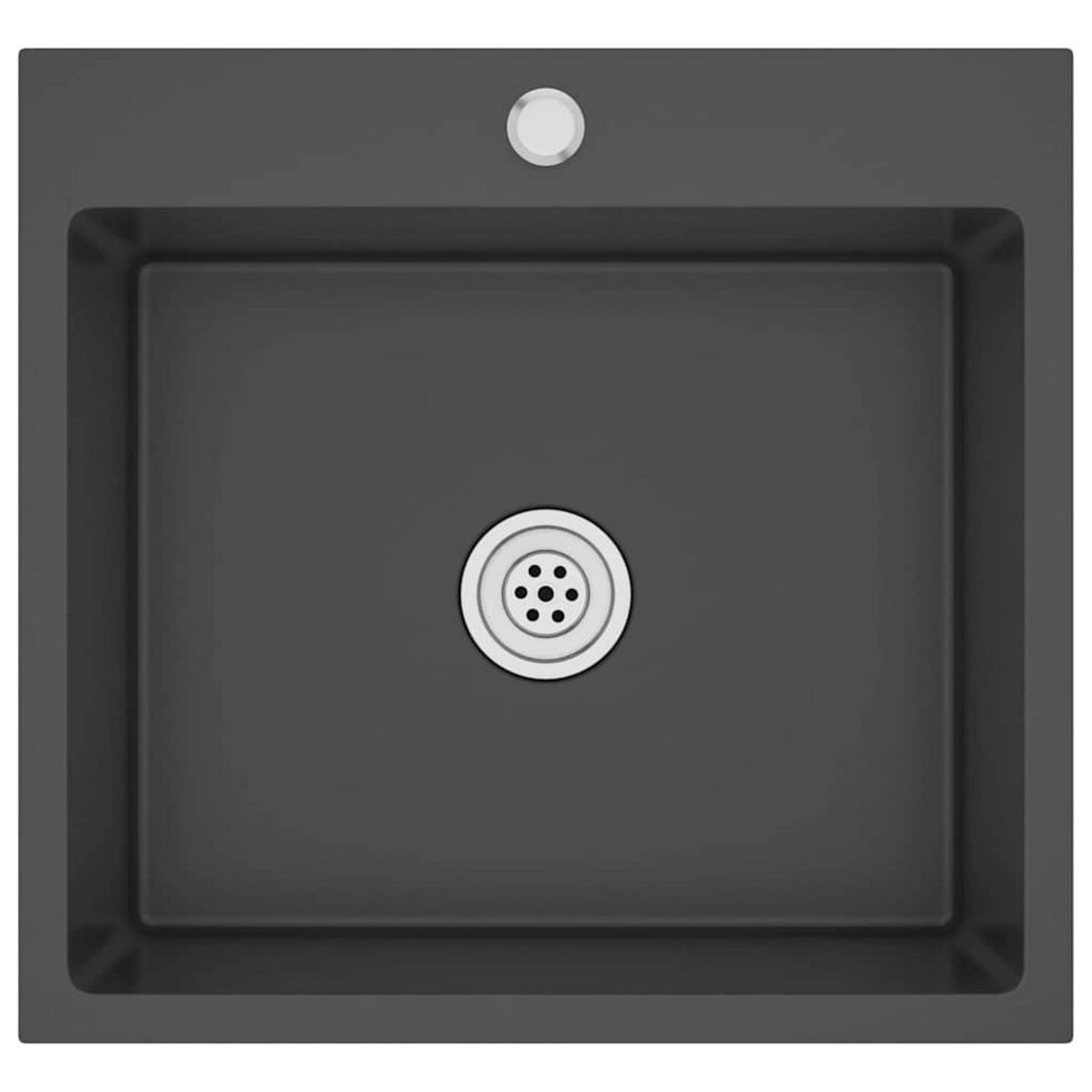 VIDAXL Evier de cuisine fait main Noir Acier inoxydable