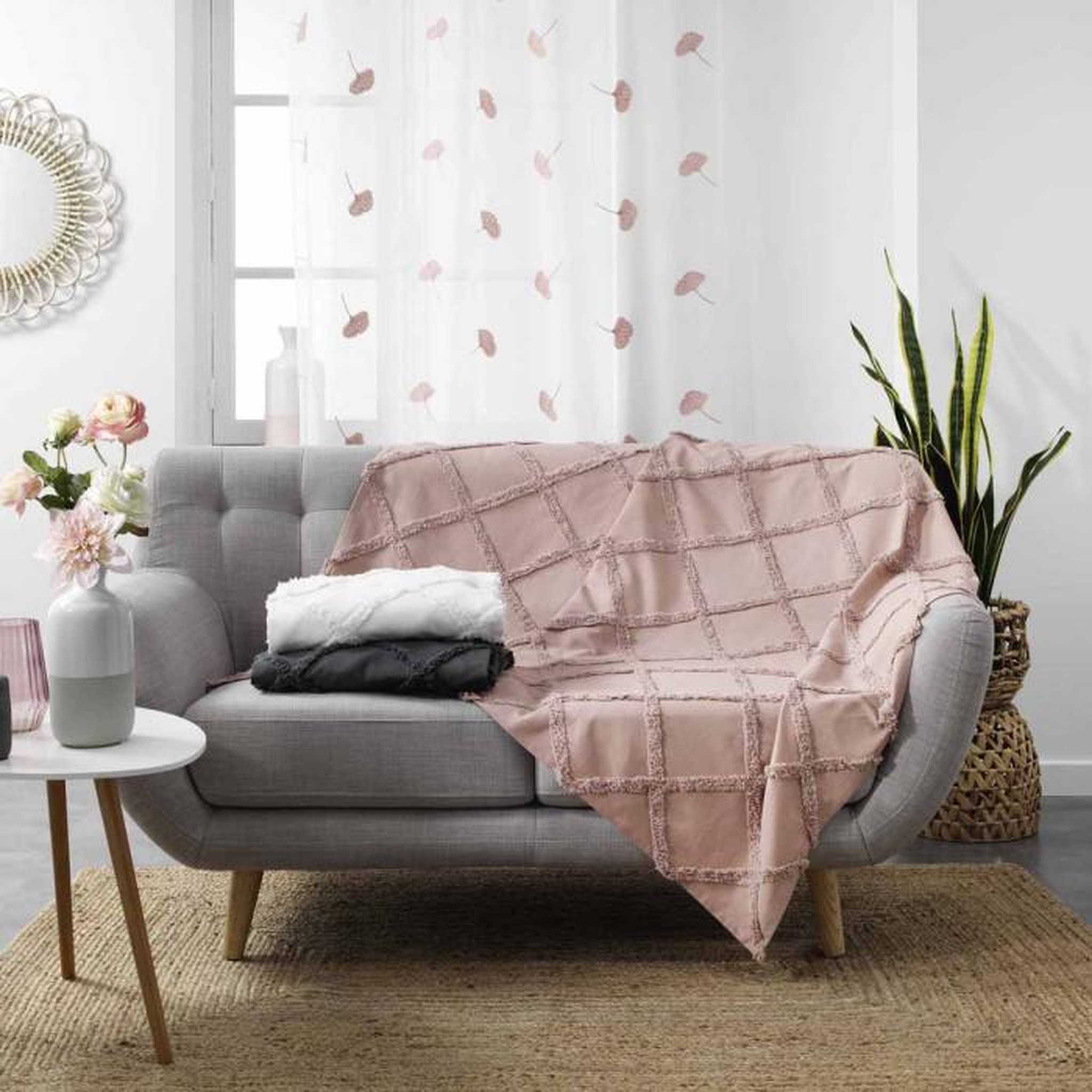 Voir la diapositive 4 : Paris Prix Plaid Uni en Coton  Calyssa  125x150cm Anthracite