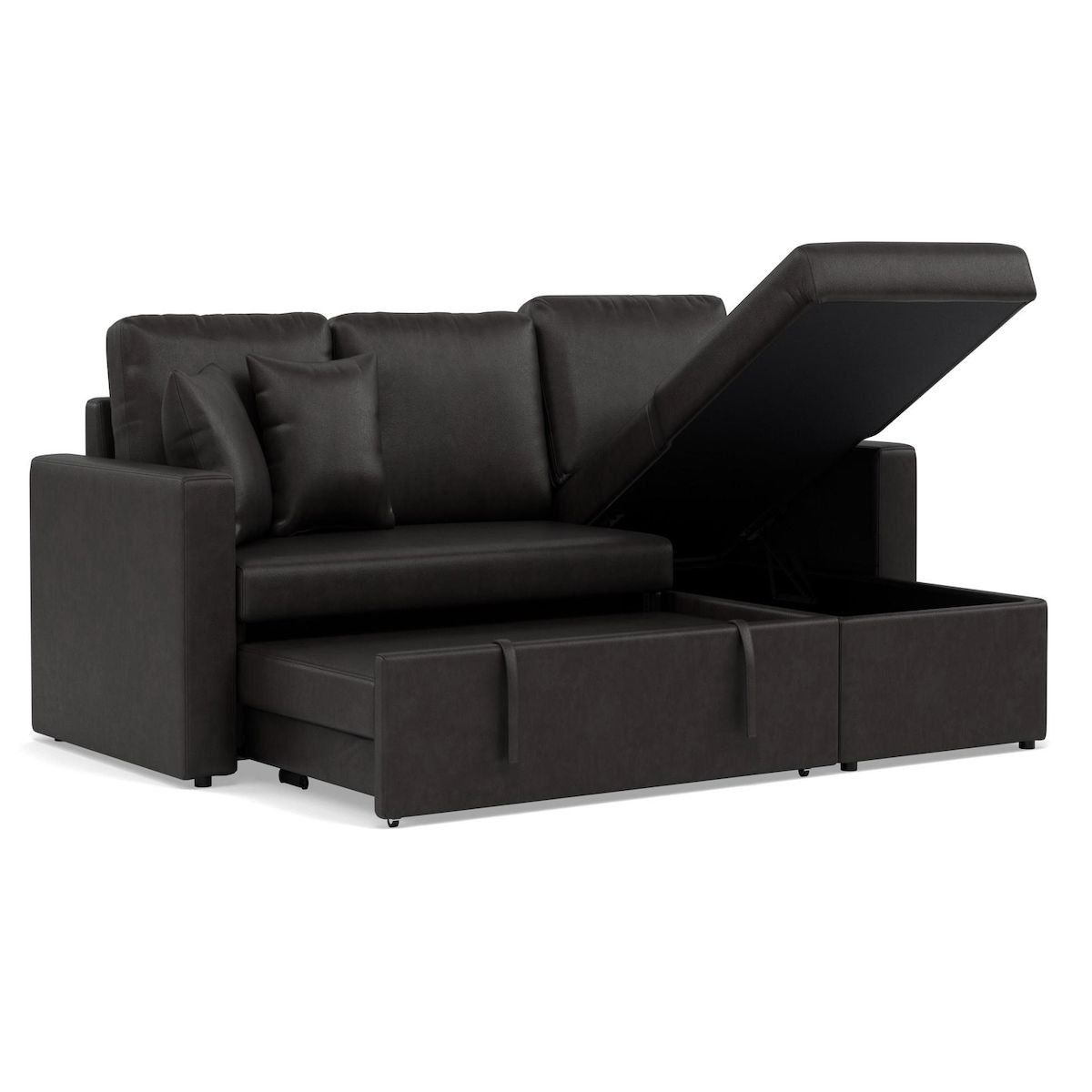 BEST MOBILIER Cyrus - canapé d'angle réversible 4 places - convertible avec coffre - en simili