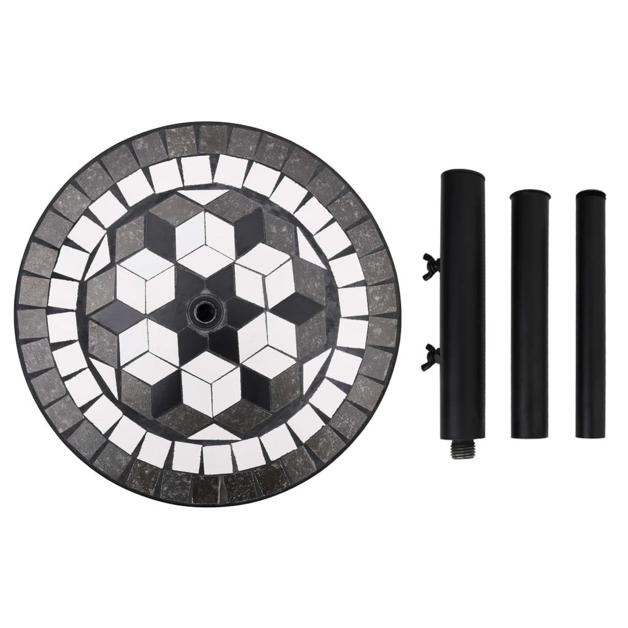 Voir la diapositive 5 : VIDAXL Base de parasol noir et blanc rond 12 kg