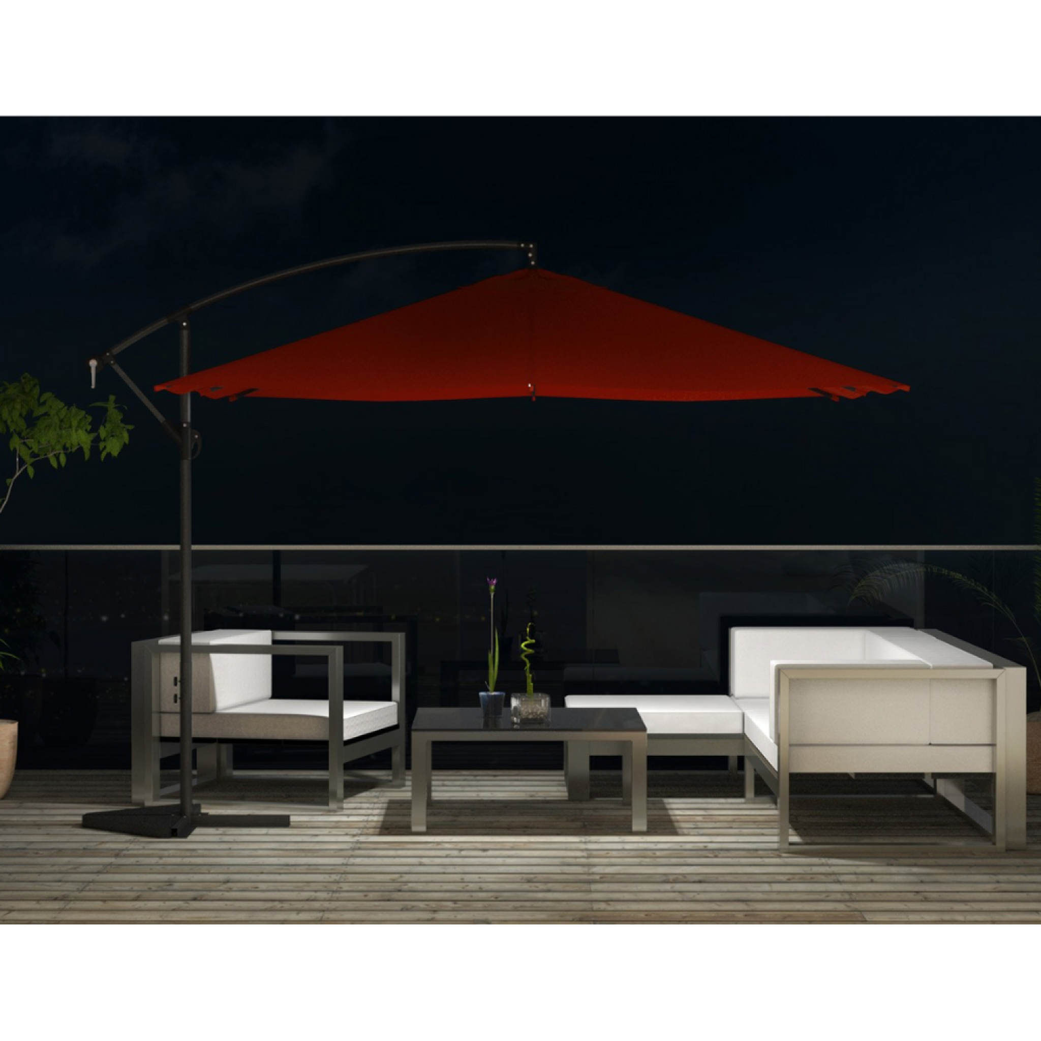 Voir la diapositive 6 : CONCEPT USINE Parasol terracotta déporté carré 3 x 3 m led solenzara