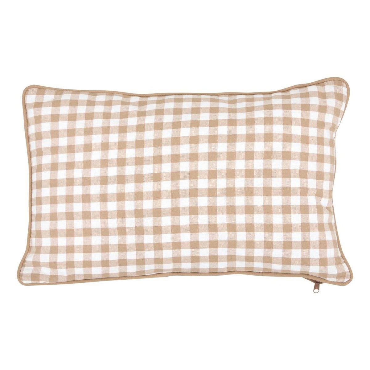 ATMOSPHERA Coussin Déco Imprimé Vichy  Groove  30x50cm Beige
