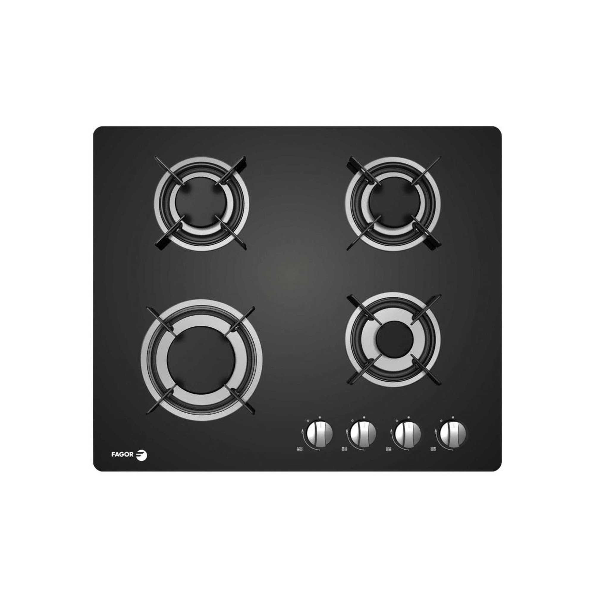 Voir la diapositive 1 : Fagor Table de cuisson gaz 60cm 4feux 7500w noir - FAG3640N