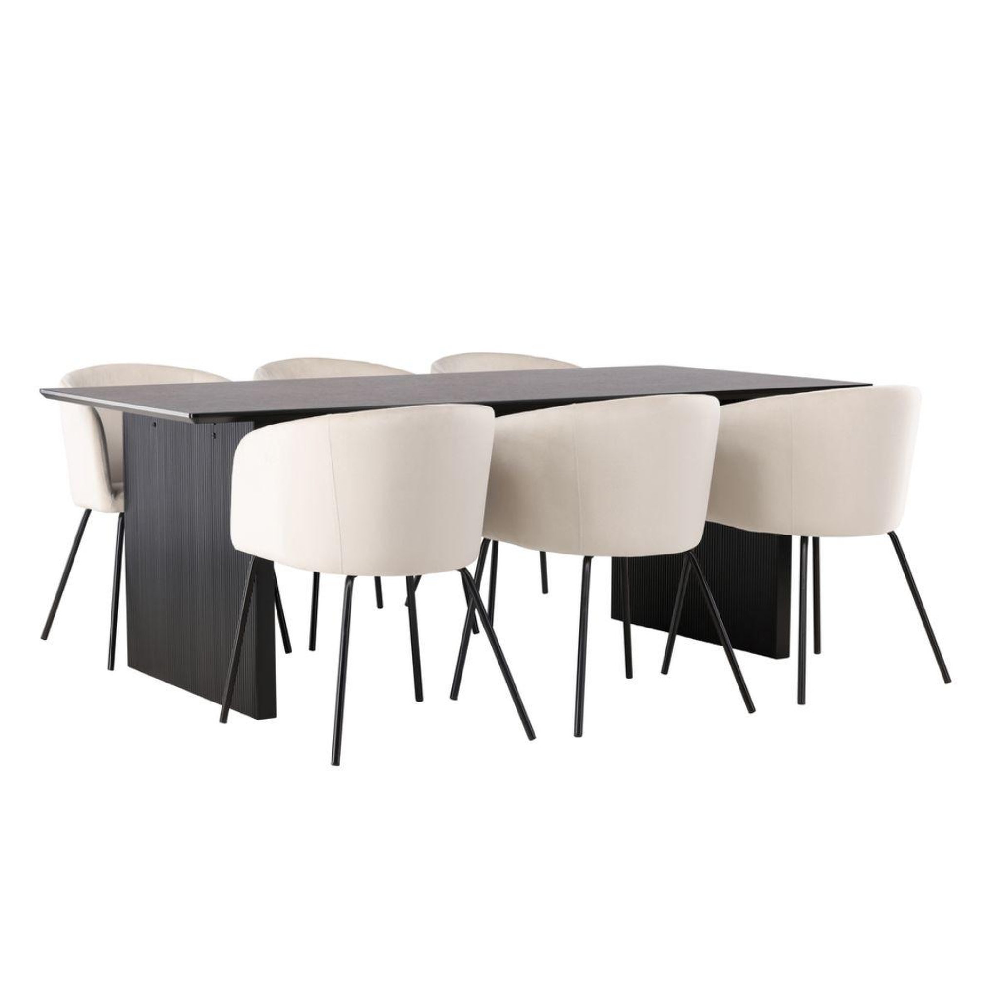 Paris Prix Ensemble table à manger & 6 chaises  vail & berit  200cm beige & noir