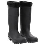 VIDAXL Bottes de pluie avec chaussettes amovibles noir taille 44 PVC