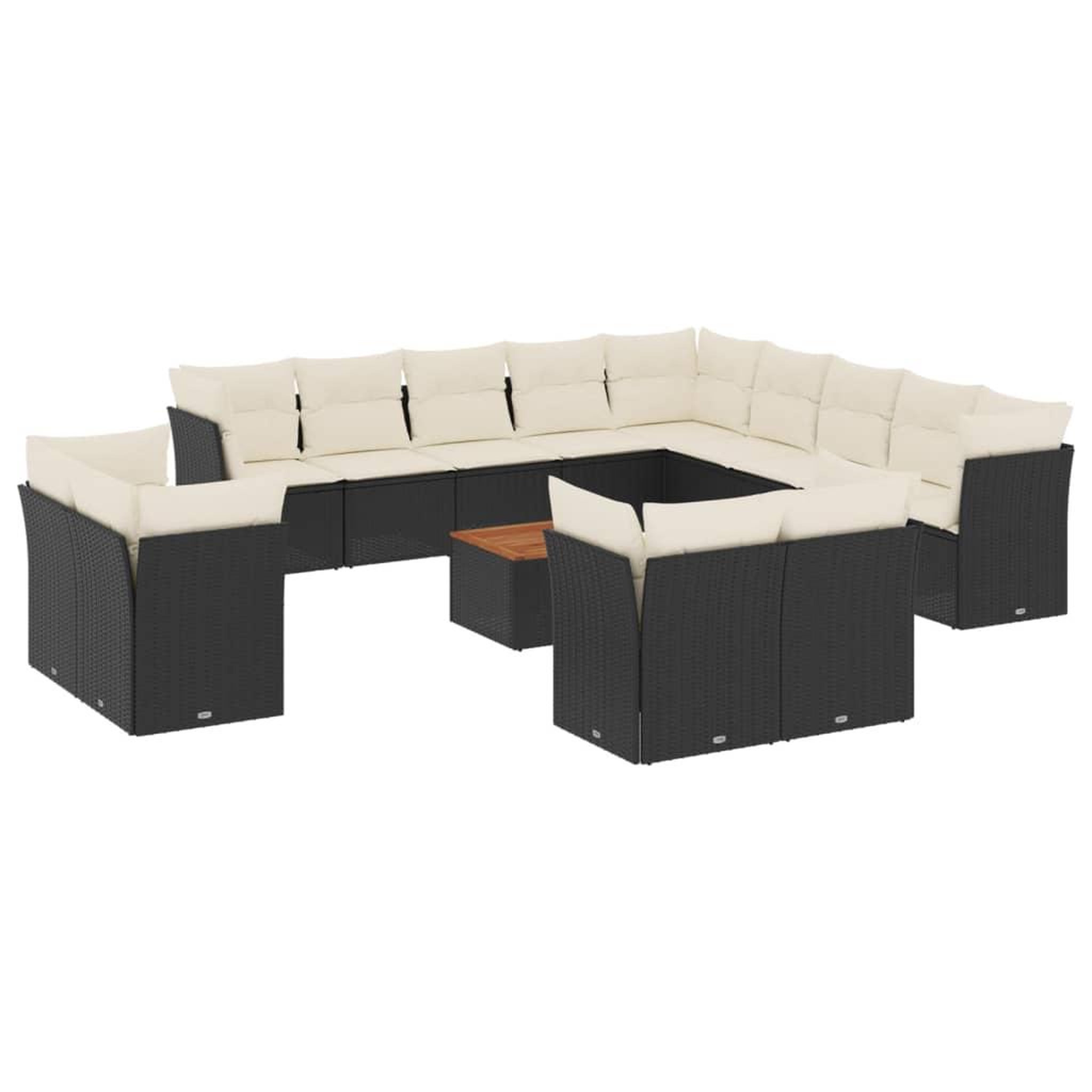 Voir la diapositive 2 : VIDAXL Salon de jardin avec coussins 14 pcs noir resine tressee