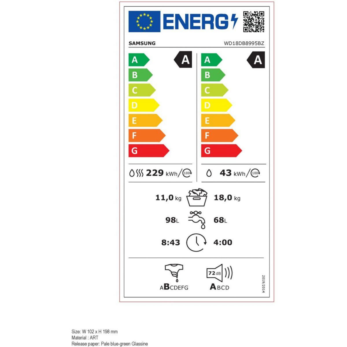Samsung Lave linge séchant hublot WD18DB8995BZT2 Bespoke AI Combo