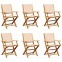 Voir la diapositive 2 : VIDAXL Chaises de jardin pliantes lot de 6 beige tissu et bois massif