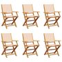 Voir la diapositive 2 : VIDAXL Chaises de jardin pliantes lot de 6 beige tissu et bois massif
