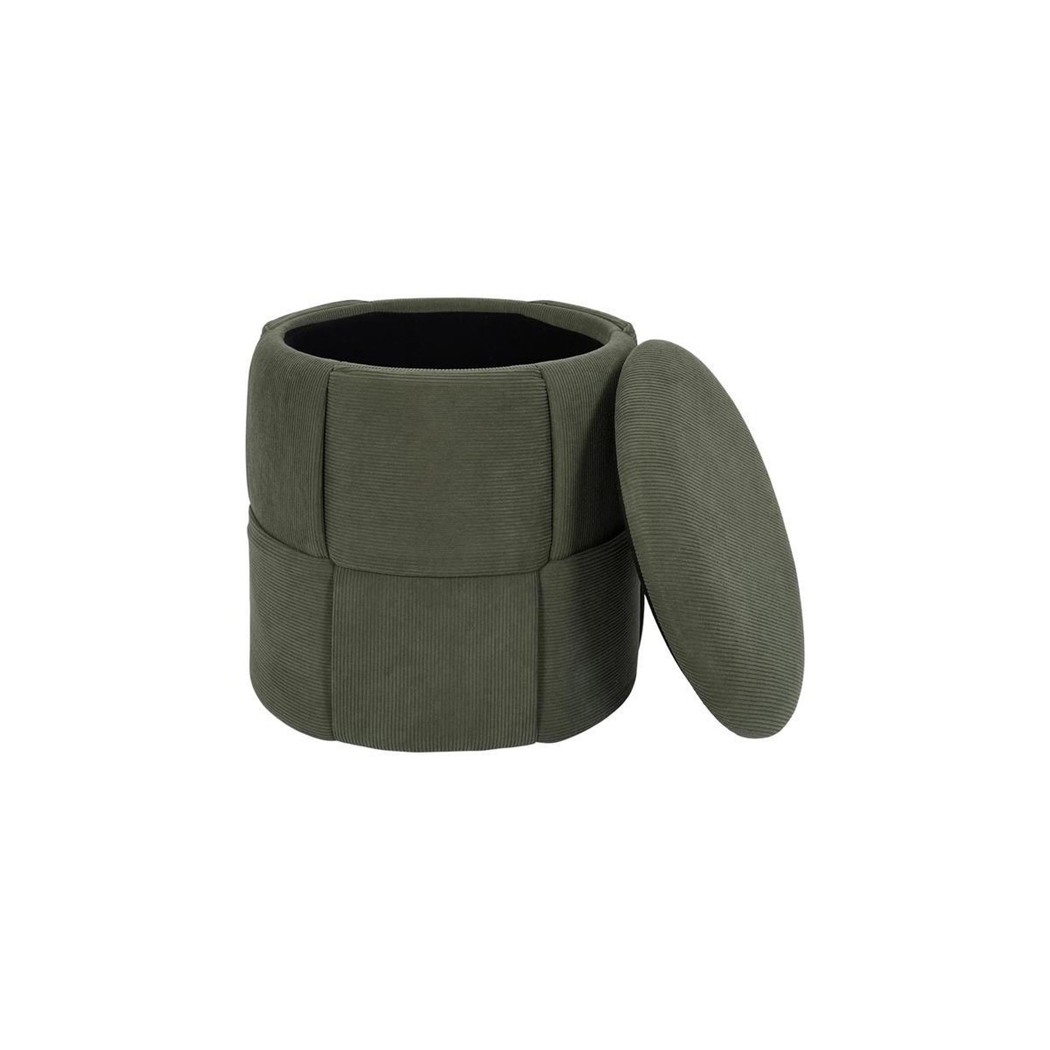 Voir la diapositive 2 : The Home Deco Factory Pouf Coffre Tressé Côtelé  Jules  38cm Vert
