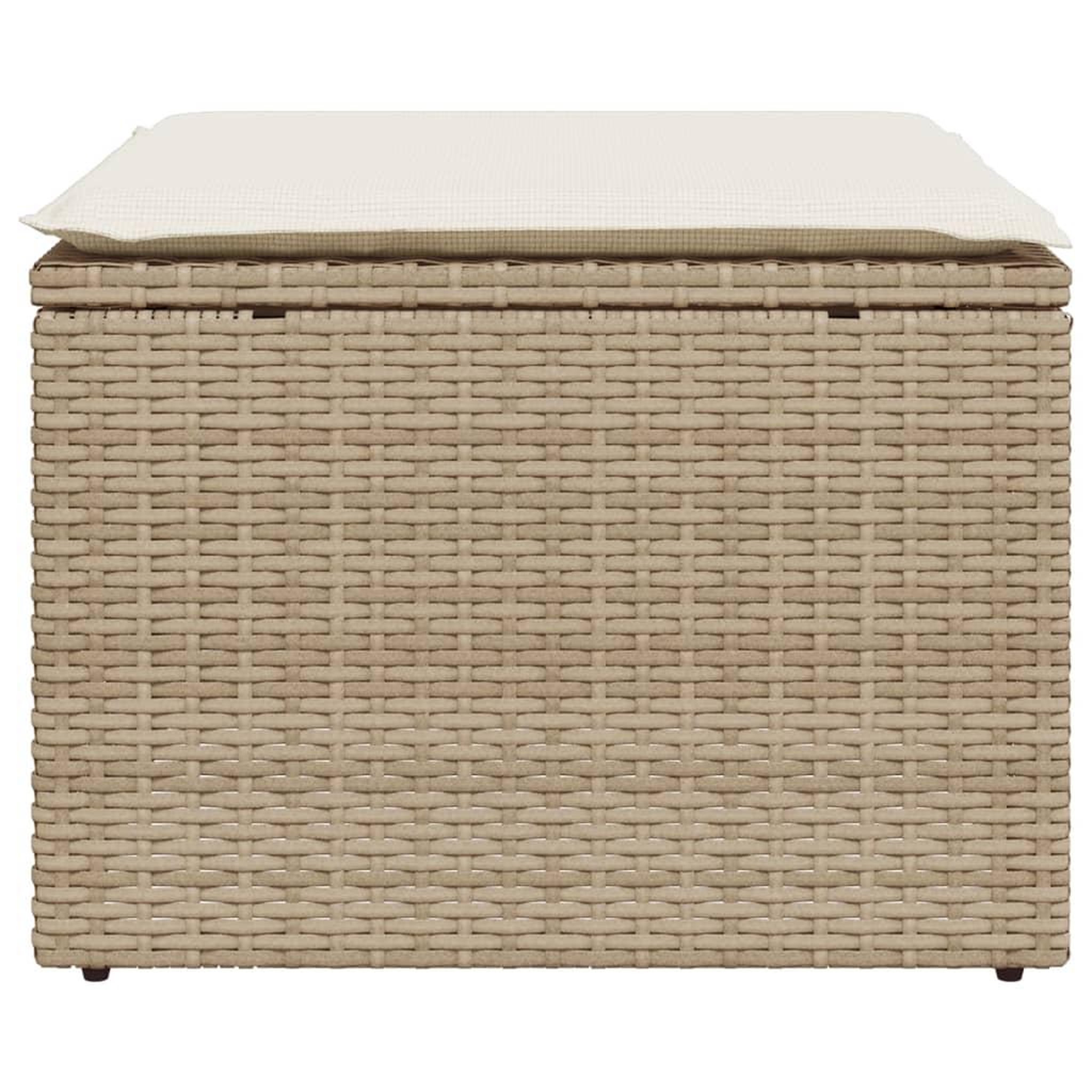 Voir la diapositive 4 : VIDAXL Tabouret de jardin avec coussin beige 55x55x37cm resine tressee