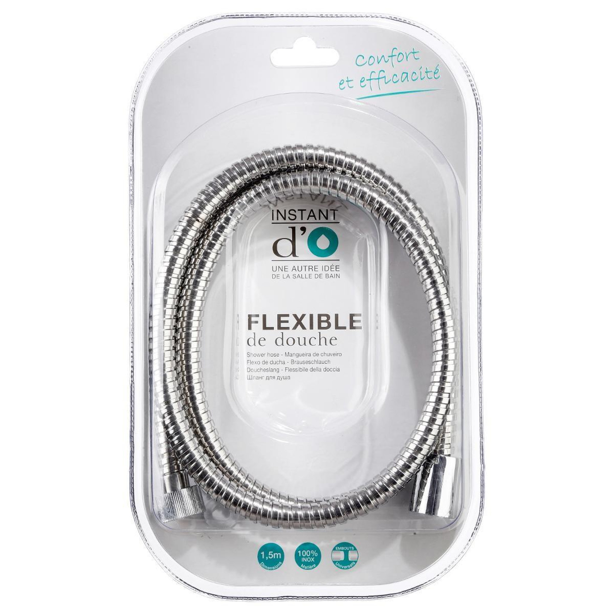 Voir la diapositive 3 : FIVE Flexible de douche  inox  1,5m argent