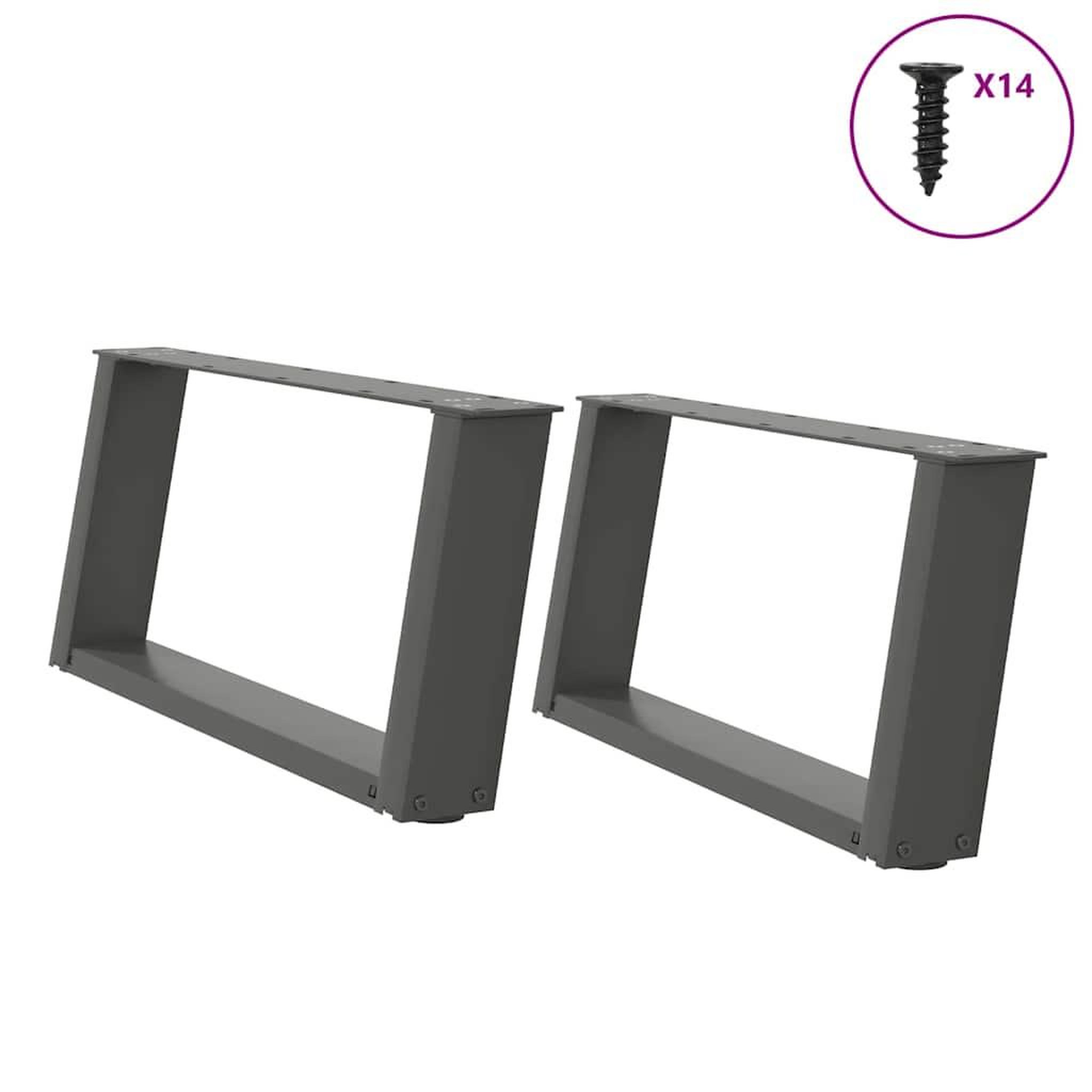 VIDAXL Pieds de table basse forme de U 2 pcs anthracite 60x(30-31) cm