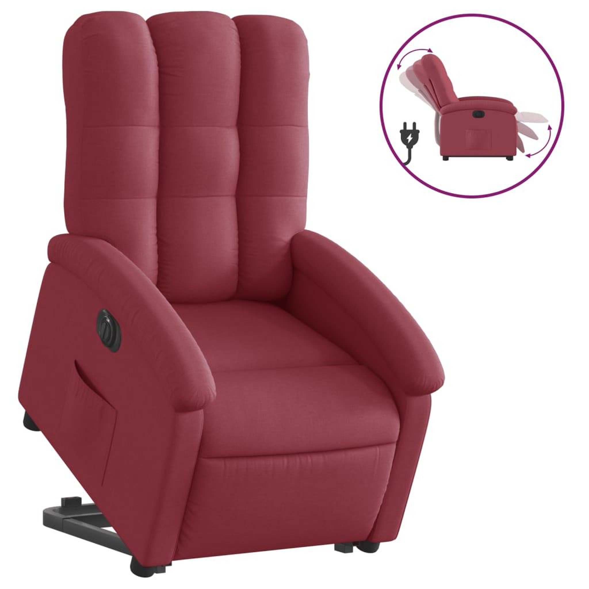 Voir la diapositive 2 : VIDAXL Fauteuil inclinable electrique rouge bordeaux tissu