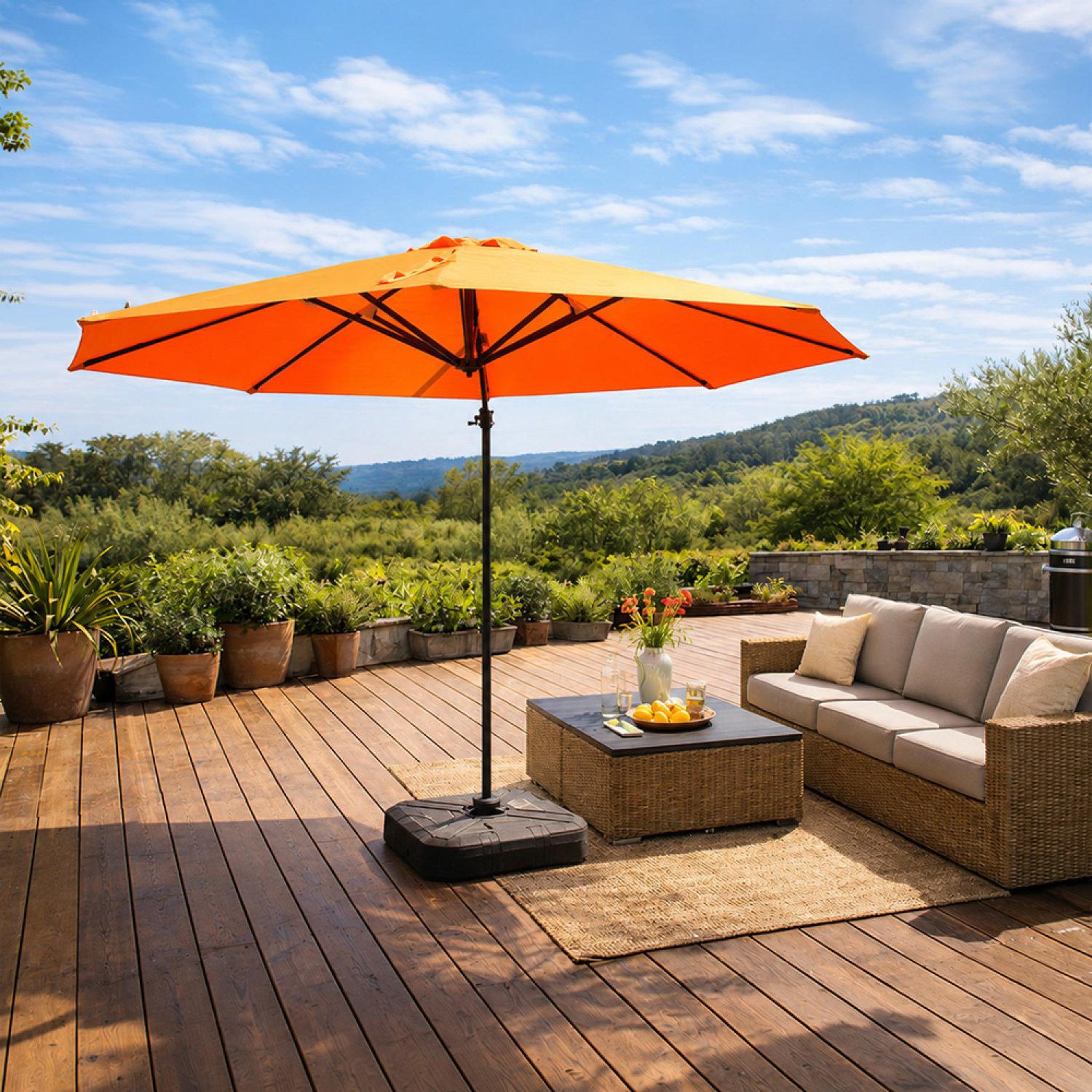 Voir la diapositive 4 : CONCEPT USINE Parasol octogonal  350cm déporté orange en aluminium castillo