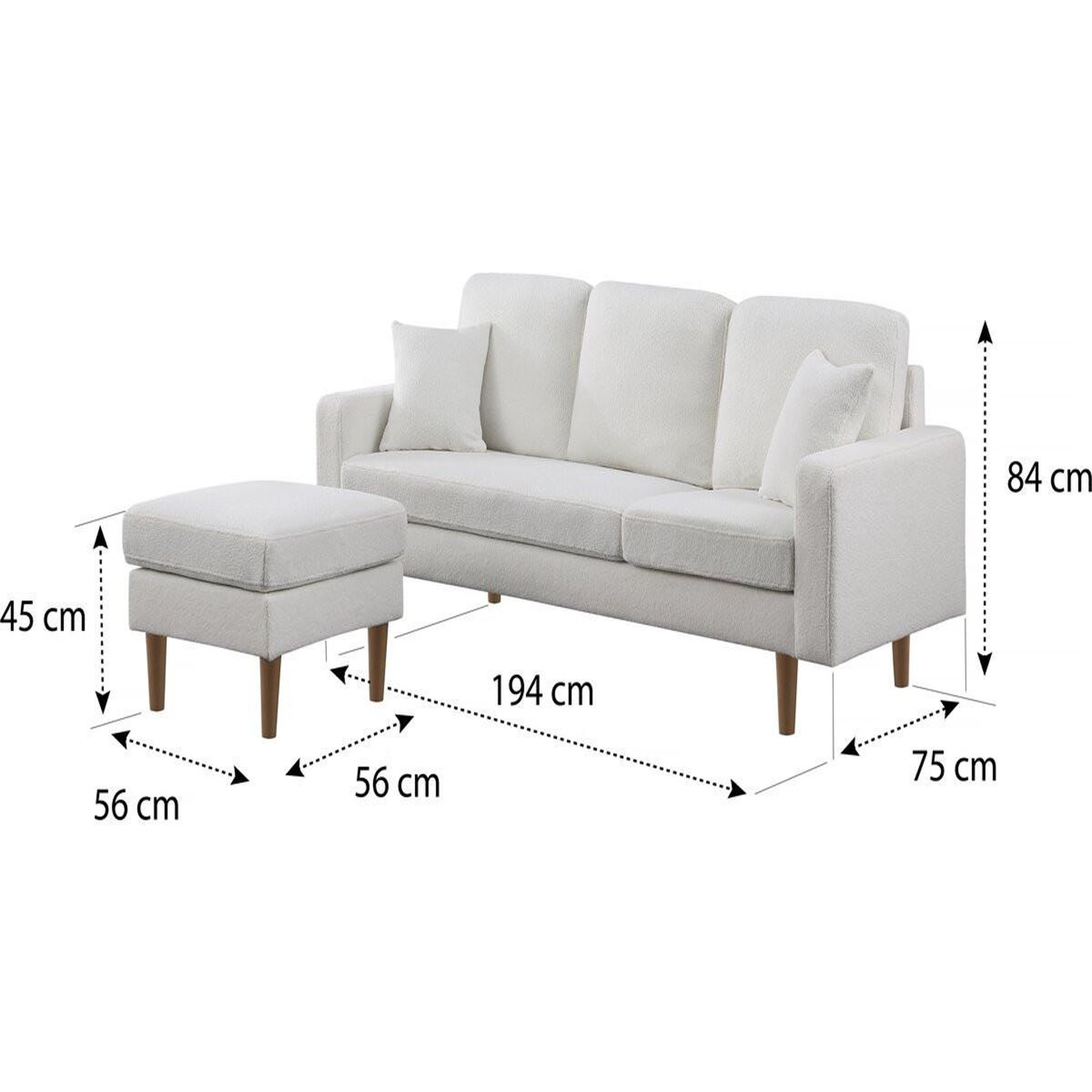 Voir la diapositive 4 : Habitat et Jardin Canapé d'angle réversible en tissu  gabby  - 3 places - blanc