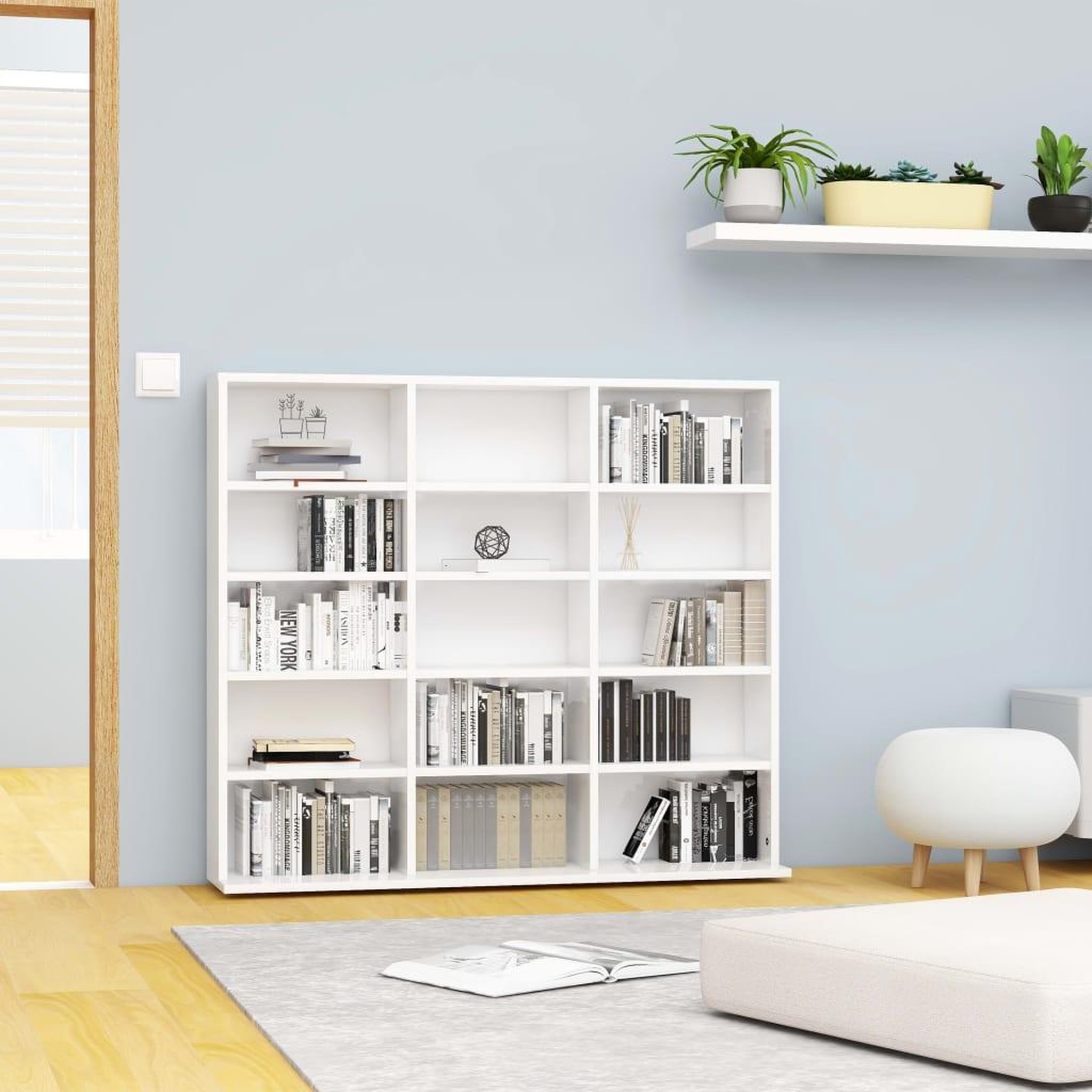 Voir la diapositive 1 : VIDAXL Armoire a CD Blanc brillant 102x23x89,5 cm Bois d'ingenierie