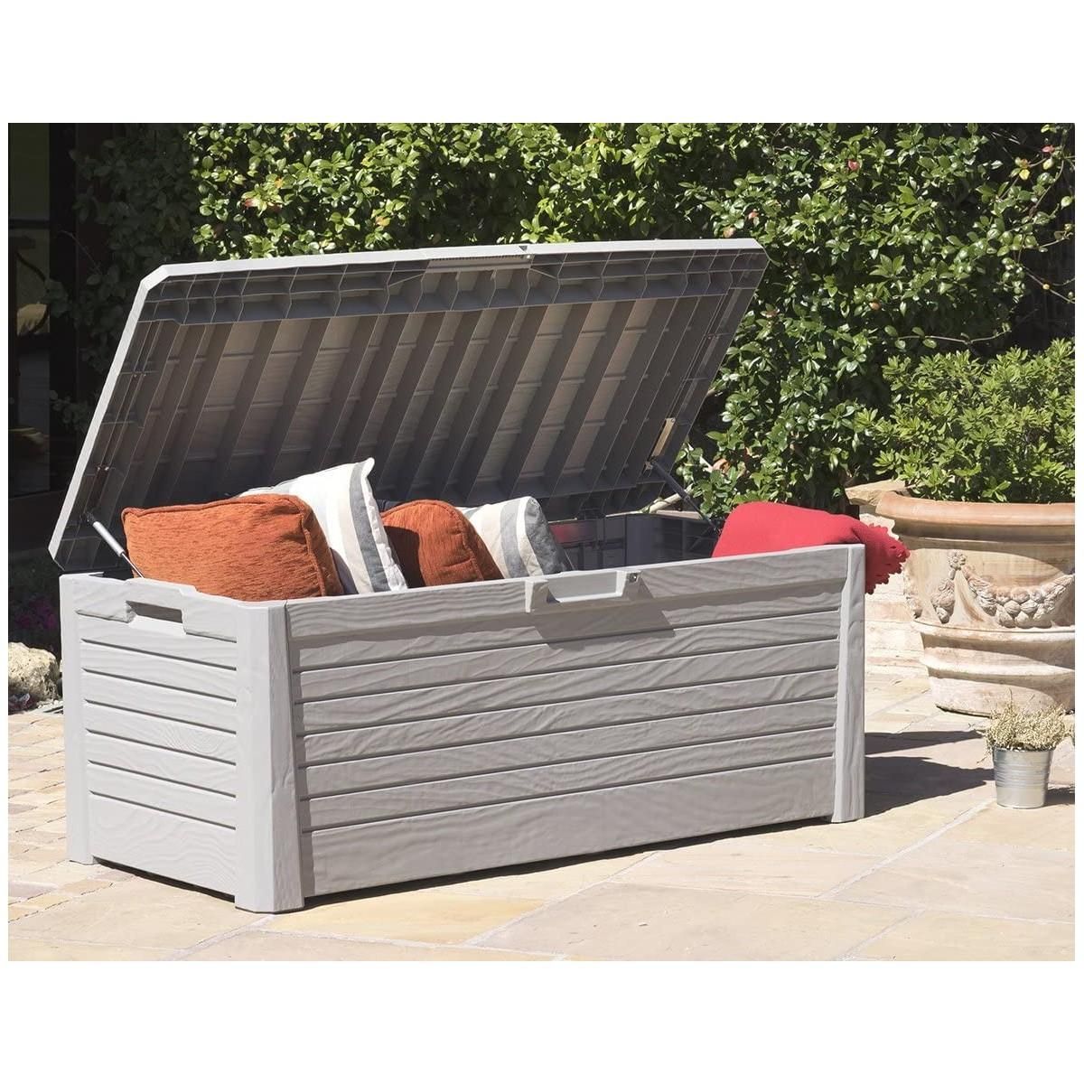 Toomax Coffre de Jardin Résine 550 Litres GRIS Effet bois FLORIDA 147 x 72 x 60 cm Haute résistance UV TOOMAX