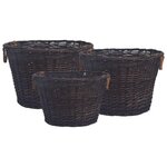 VIDAXL Jeu 3 paniers empilables a bois de chauffage Marron fonce Saule
