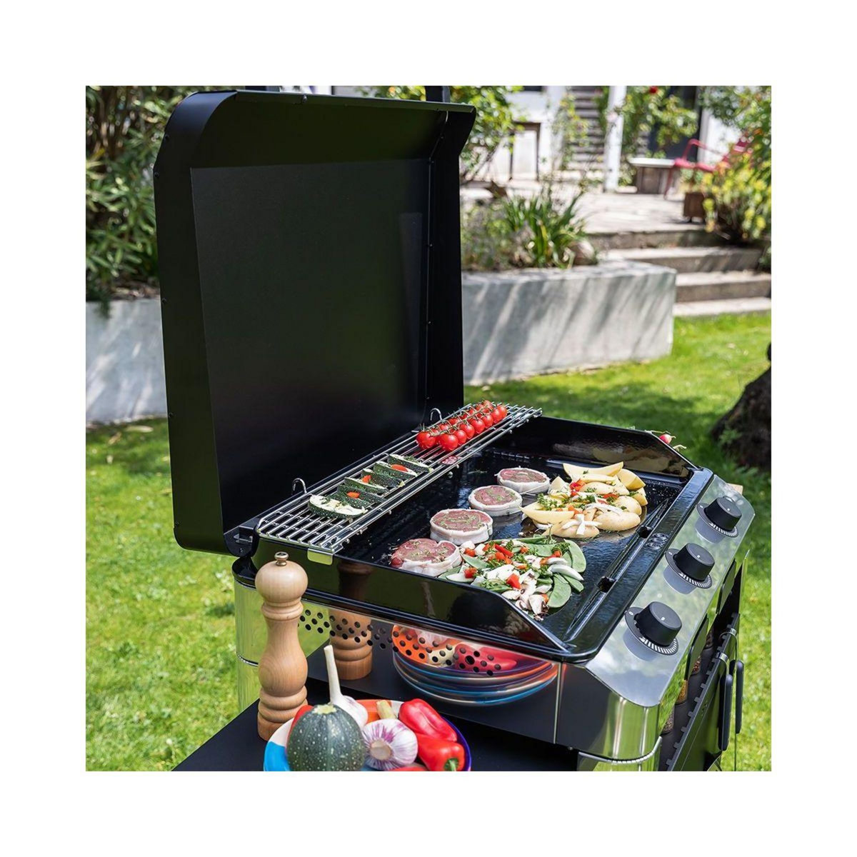 Eno Plancha gaz FUSION 75 cm Inox 3 brûleurs à poser, 70x40 cm