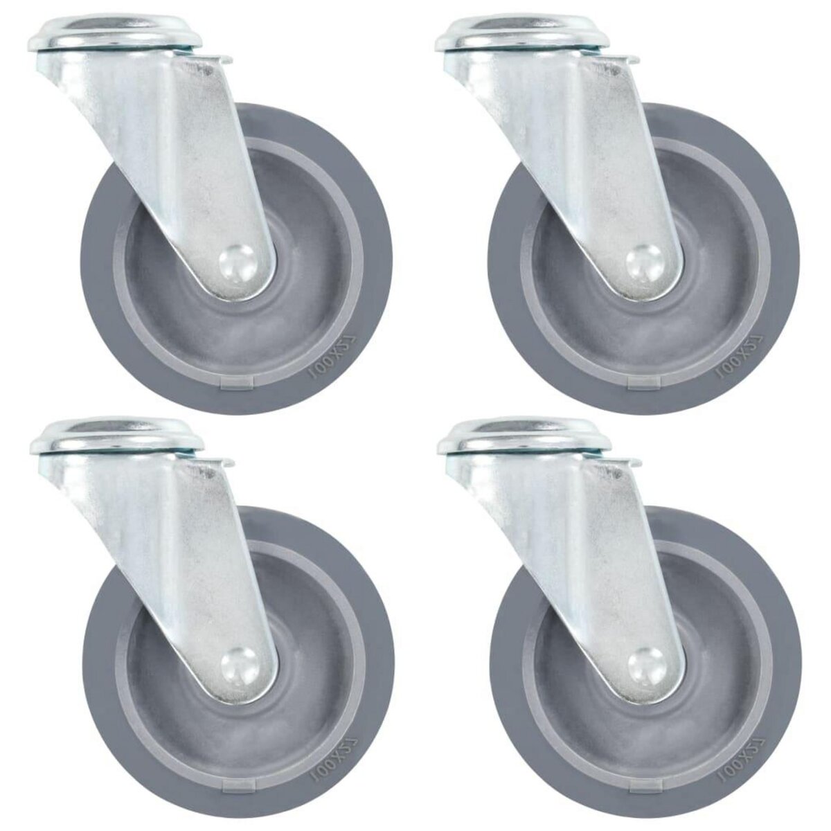 VIDAXL 4 pcs Roulettes pivotantes a trou de boulon 100 mm