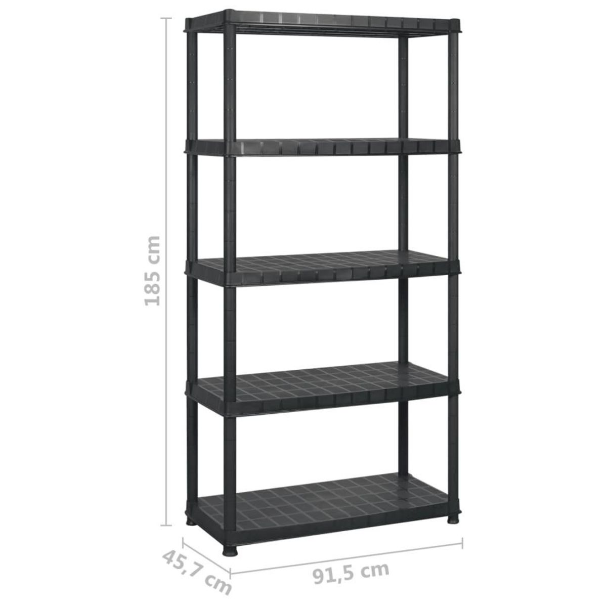 VIDAXL Etagere de rangement a 5 niveaux Noir 183x45,7x185 cm Plastique