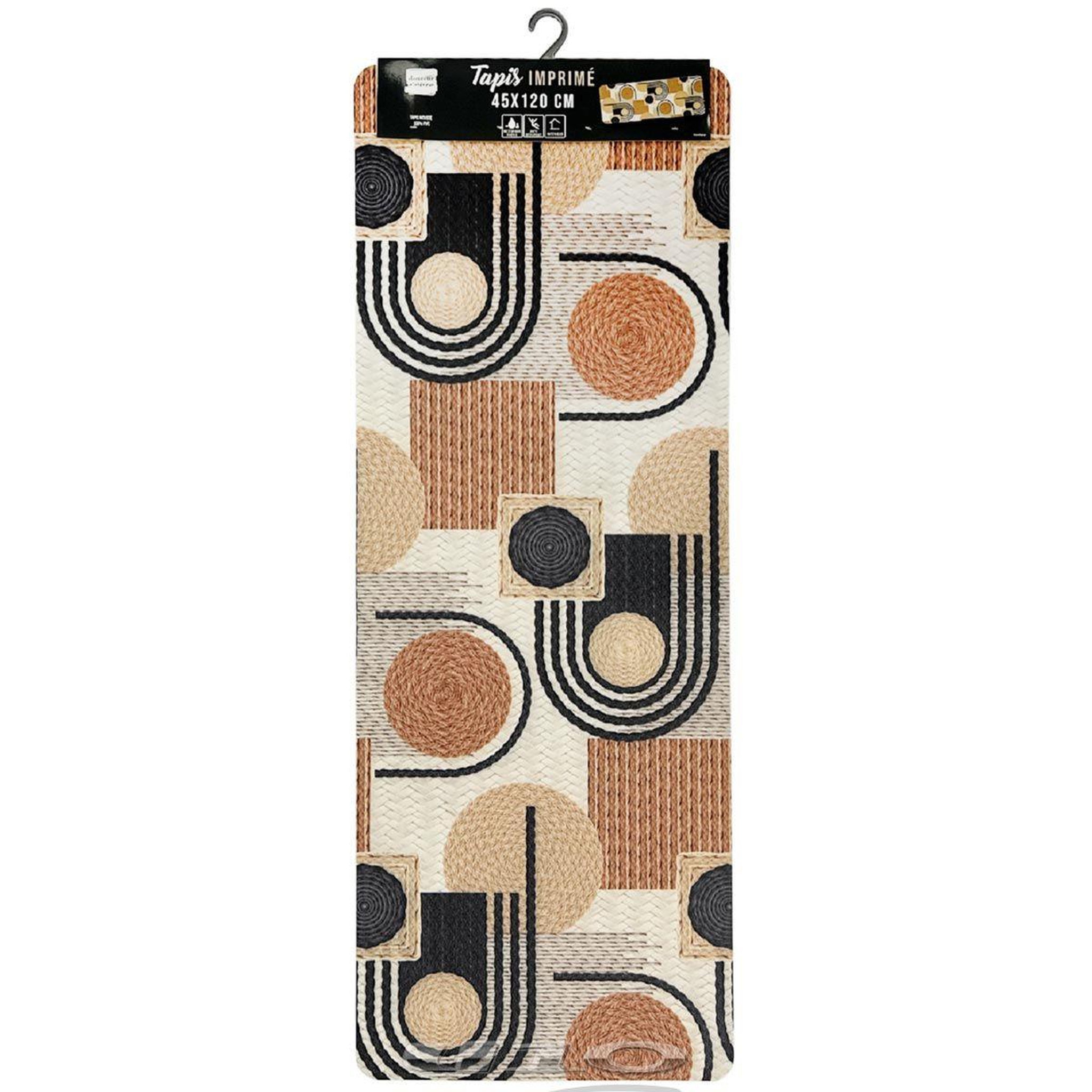 Voir la diapositive 2 : Douceur d'Intérieur Tapis déco imprimé  rondipop  45x120cm noir