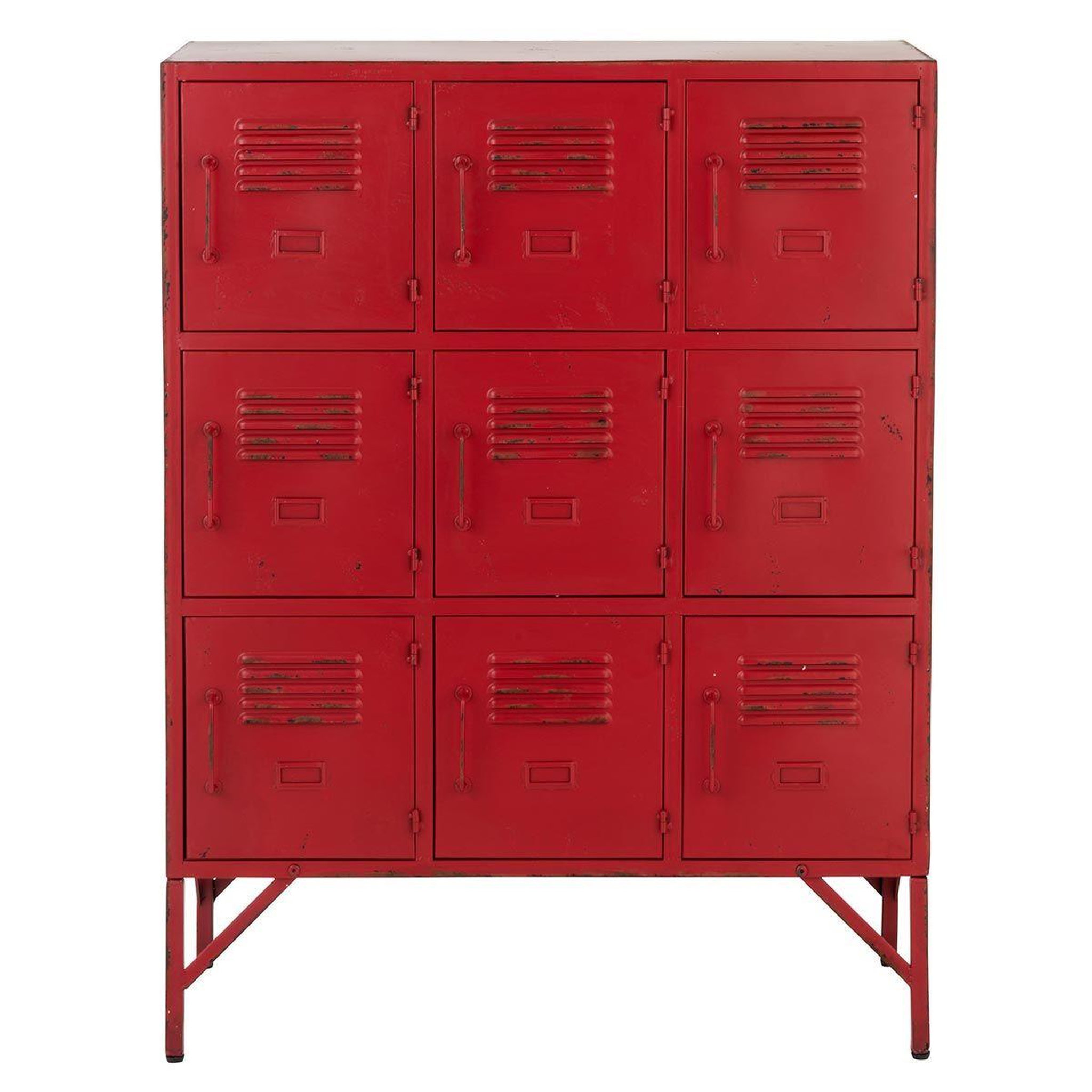 Voir la diapositive 2 : J-LINE Commode 9 portes en métal  pulgar  113cm rouge