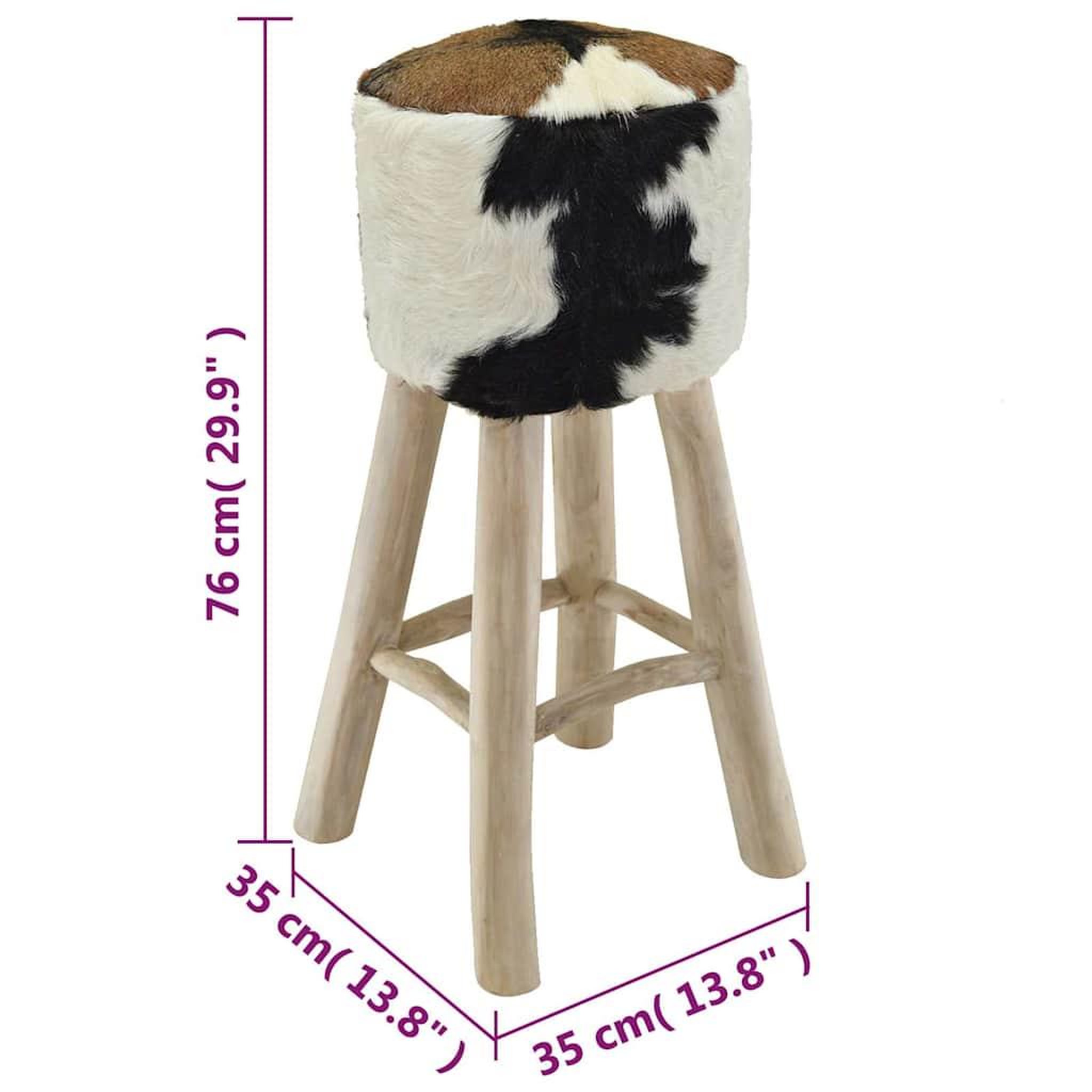 Voir la diapositive 6 : VIDAXL Tabouret de bar cuir de chevre et bois de teck solide