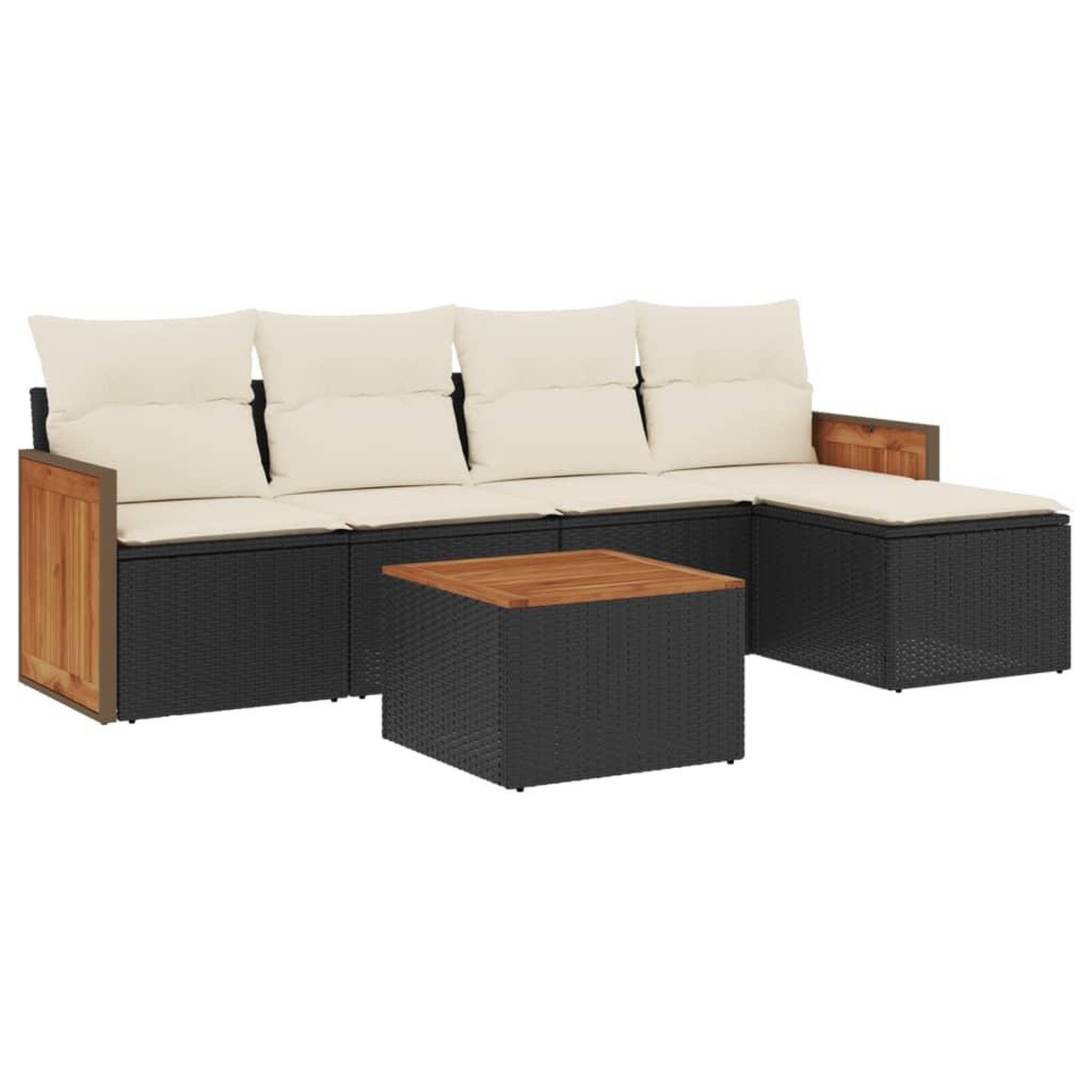 Voir la diapositive 2 : VIDAXL Salon de jardin 6 pcs avec coussins noir resine tressee