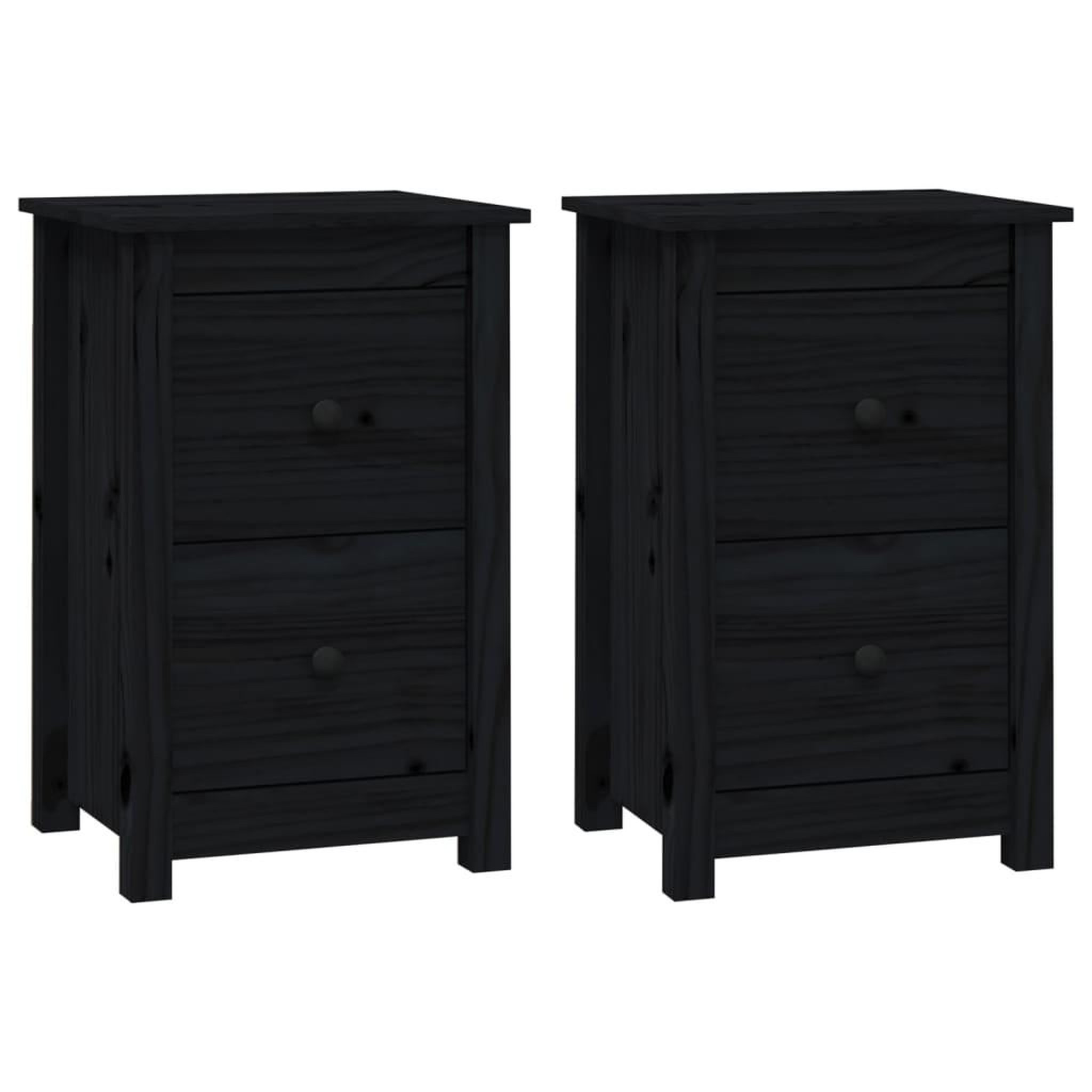 Voir la diapositive 2 : VIDAXL Tables de chevet 2 pcs Noir 40x35x61,5 cm Bois de pin massif
