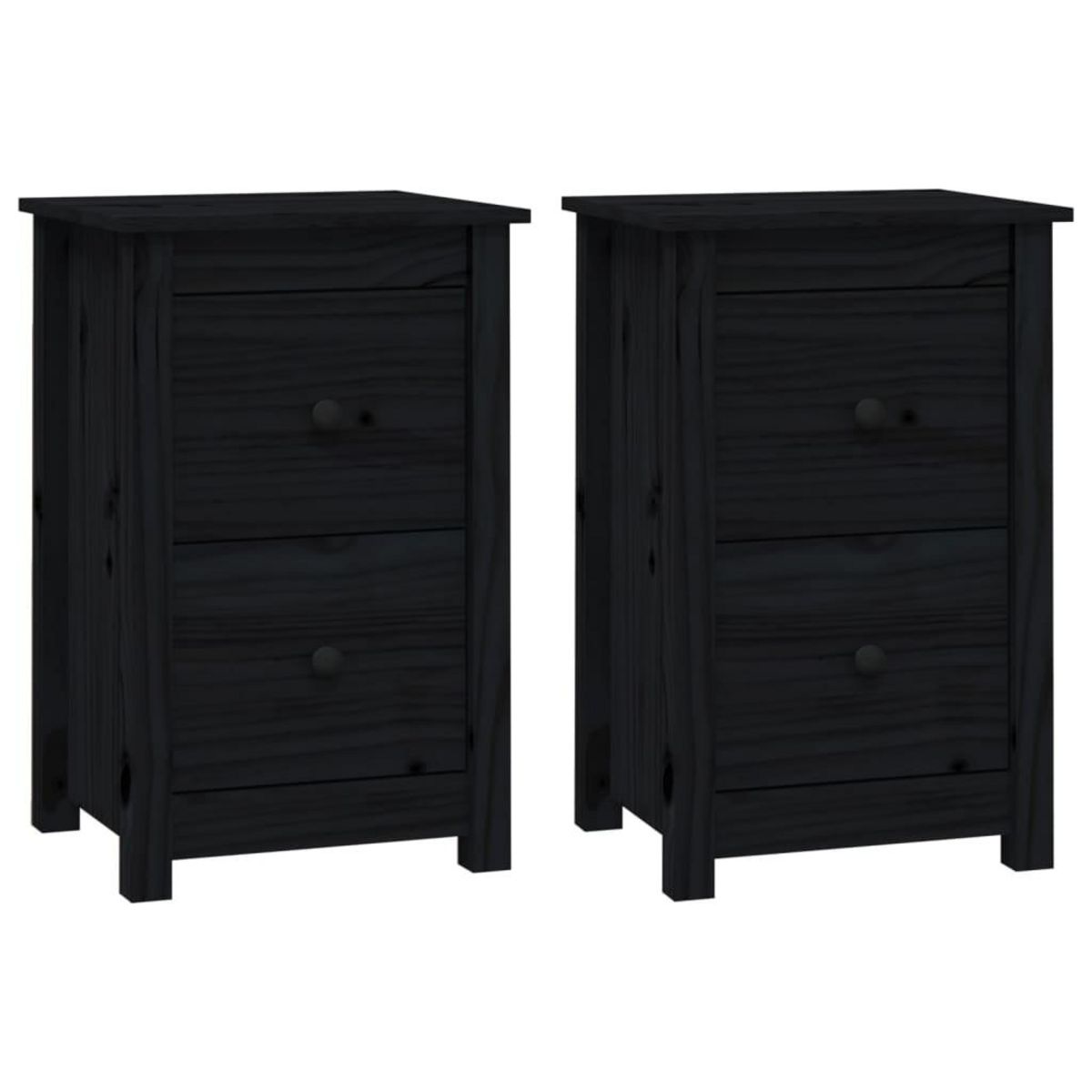 VIDAXL Tables de chevet 2 pcs Noir 40x35x61,5 cm Bois de pin massif