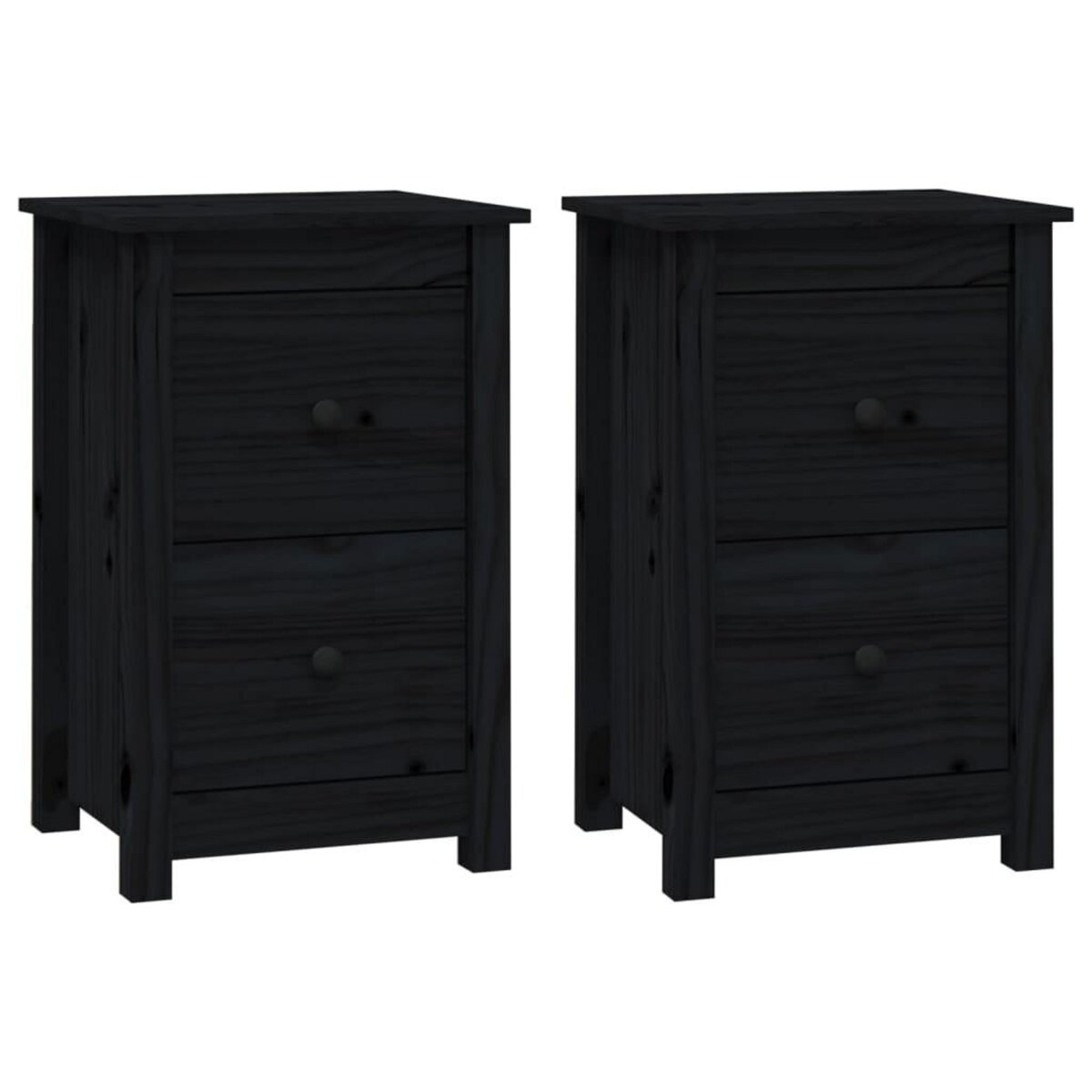 VIDAXL Tables de chevet 2 pcs Noir 40x35x61,5 cm Bois de pin massif