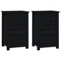 Voir la diapositive 2 : VIDAXL Tables de chevet 2 pcs Noir 40x35x61,5 cm Bois de pin massif