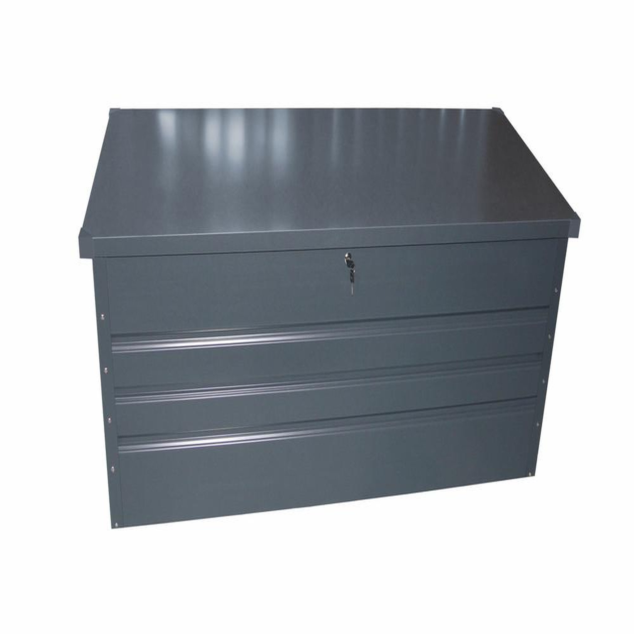 Chalet & jardin Coffre de jardin en métal 400l - Verrouillable à clé - Gris anthracite