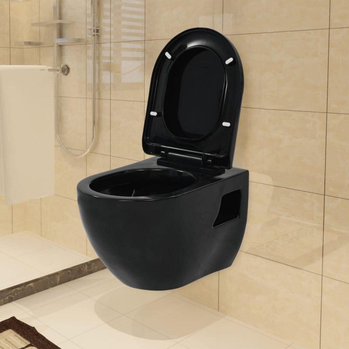 VIDAXL Toilette murale Ceramique Noir