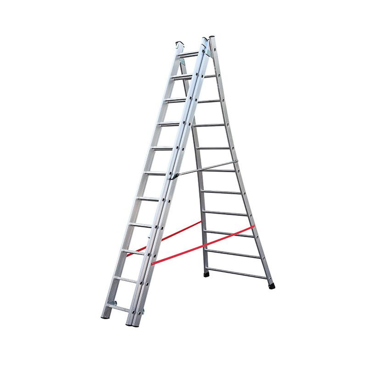 HAILO Echelle transformable base évasée 3 plans 3x11 échelons 6,5m/7,3m en alu Hailo Premium