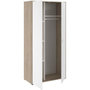 Voir la diapositive 4 : PARISOT Armoire de chambre - AALBORG - Blanc / Chene - 2 portes - 100 x 50,2 x 204,3 cm