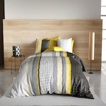 ATELIER DU COTON Parure housse de couette 100% coton 57fils, lumi. Coloris disponibles : Gris