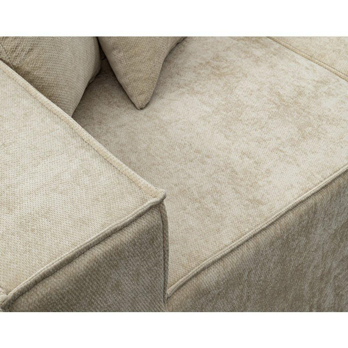 Habitat et Jardin Canapé droit modulable avec ottoman en tissu texturé  Lusso  - 3 places - Beige