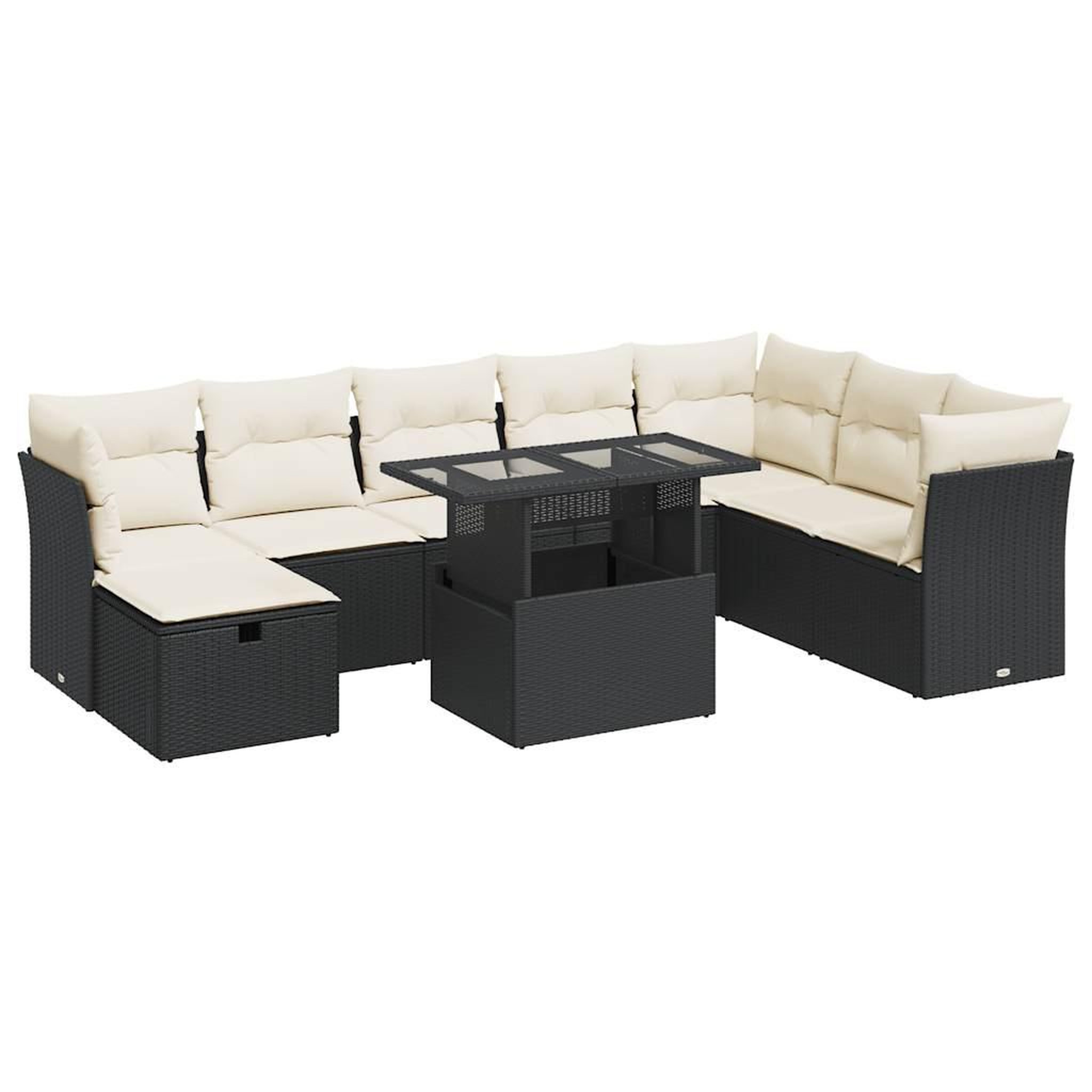 Voir la diapositive 2 : VIDAXL Salon de jardin 9 pcs avec coussins noir resine tressee