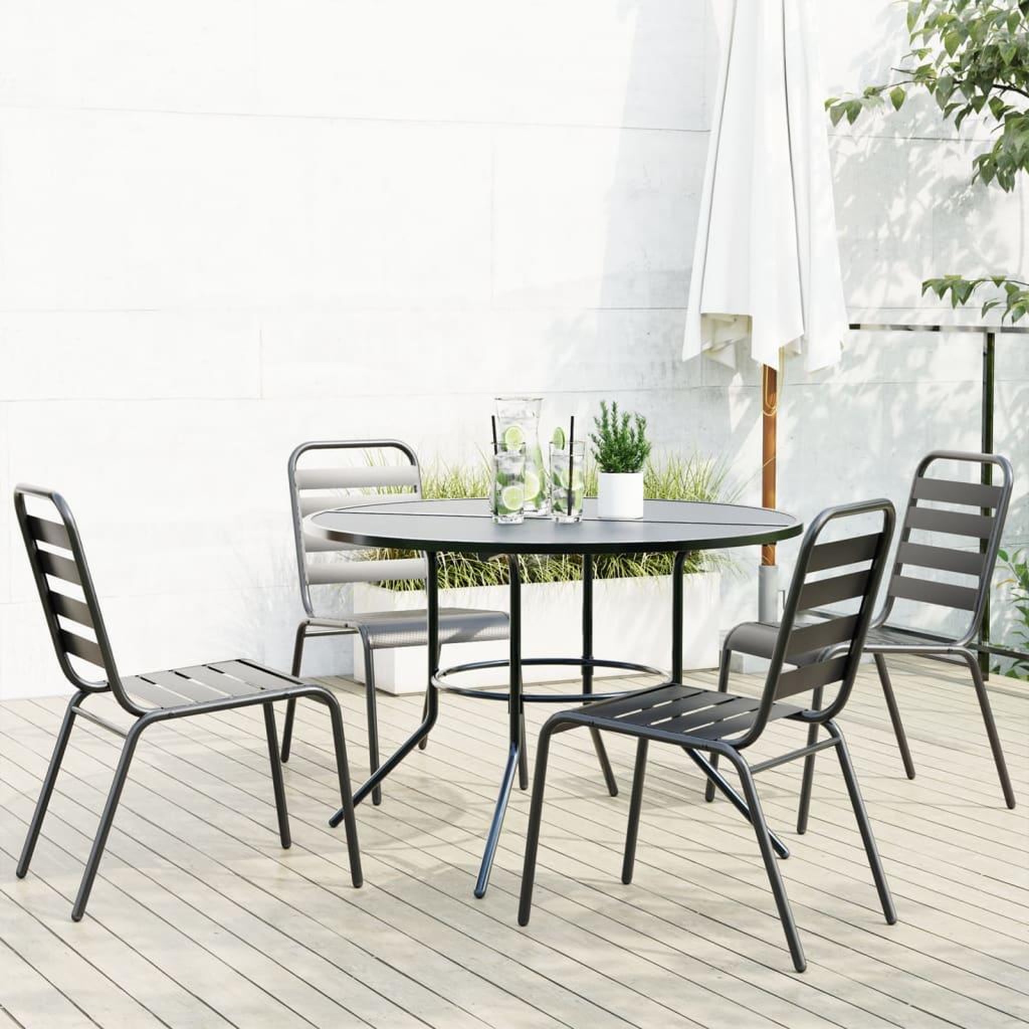 VIDAXL Ensemble de chaises de jardin empilables 5 pcs anthracite
