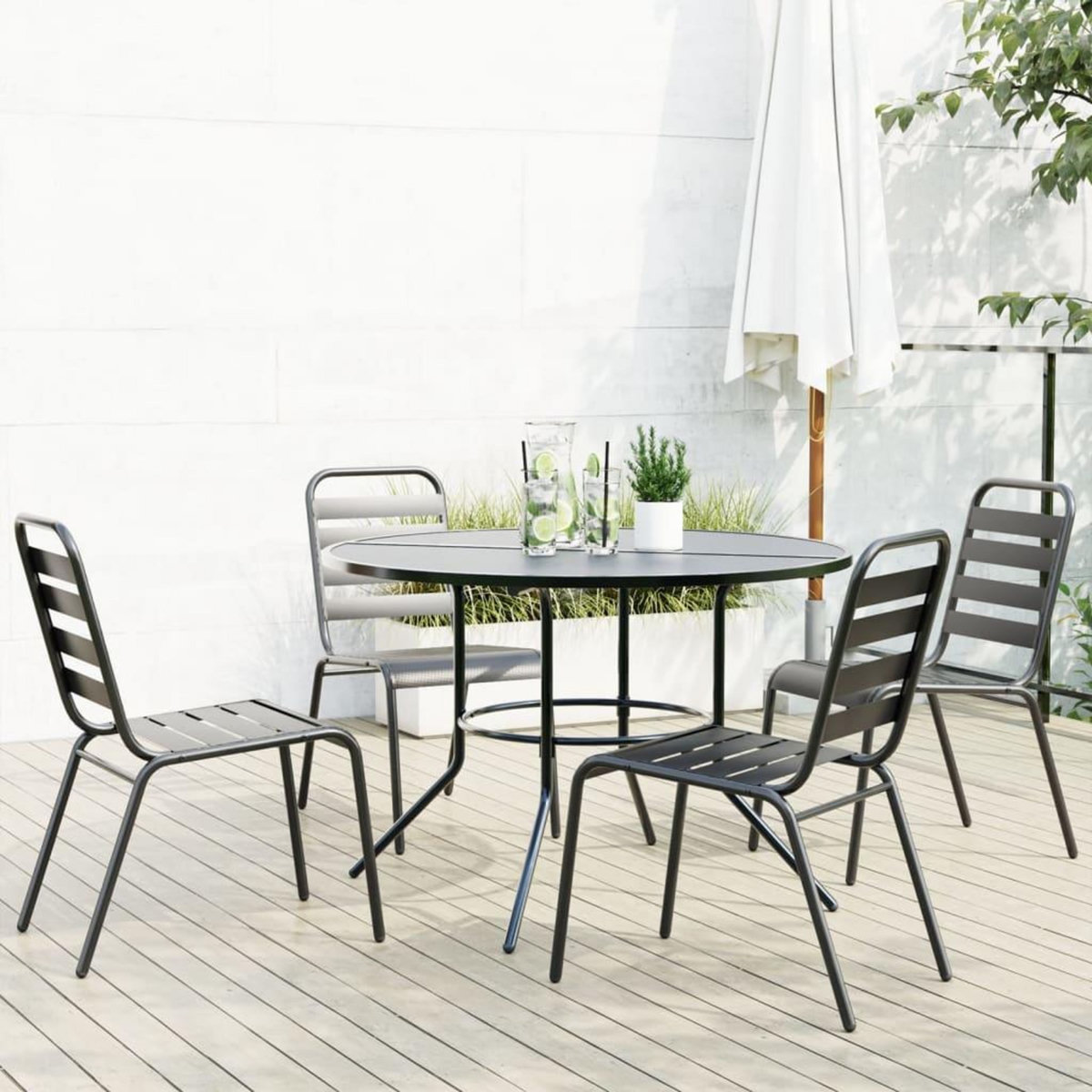 VIDAXL Ensemble de chaises de jardin empilables 5 pcs anthracite