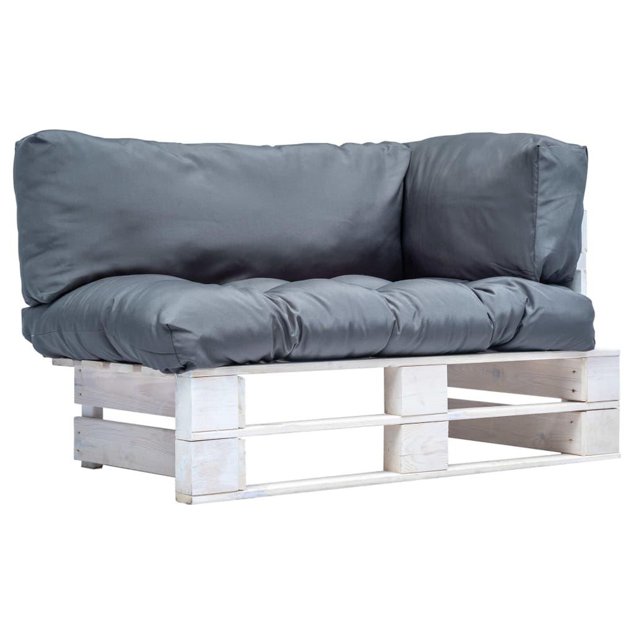 VIDAXL Canape de jardin palette avec coussins gris pinede