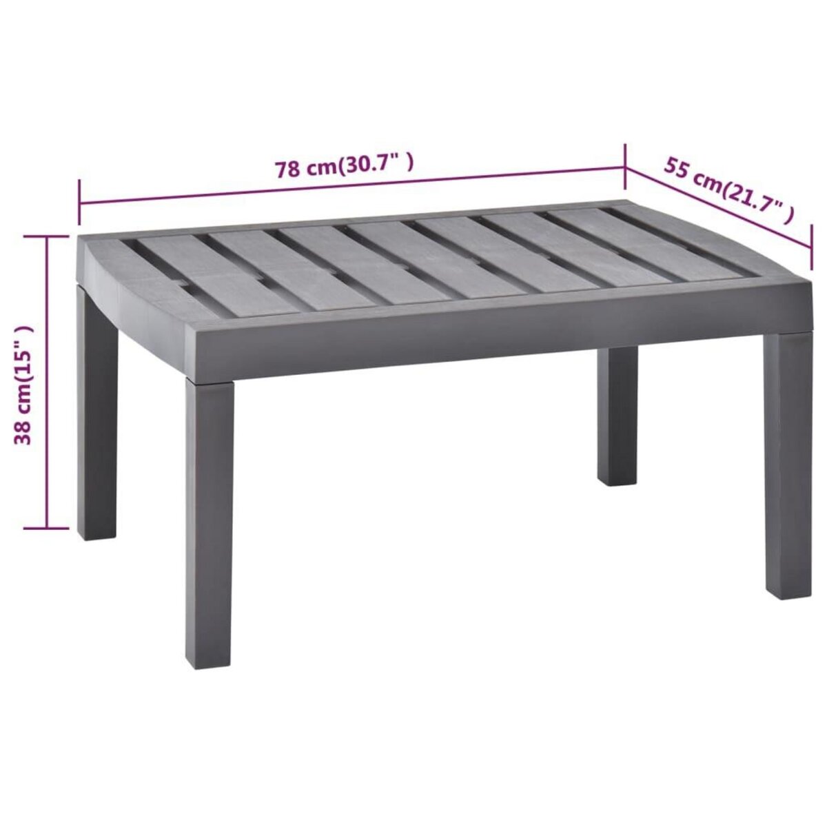 VIDAXL Table de jardin Moka 78x55x38 cm Plastique