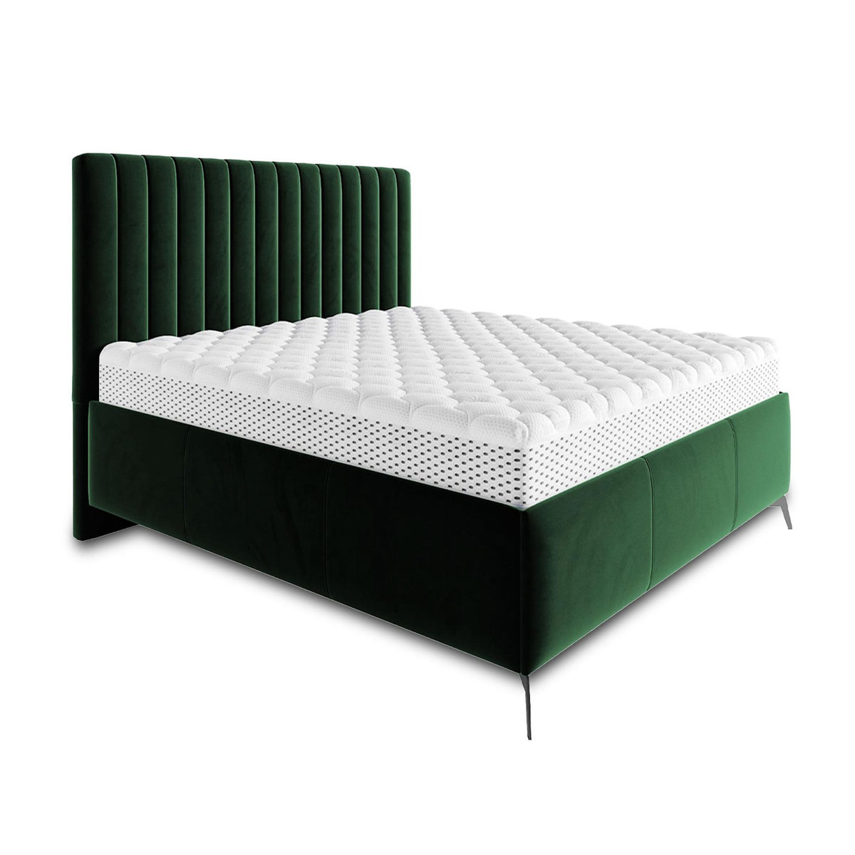 BEST MOBILIER Mendoza - lit coffre - 140x200 - sommier inclus - en velours